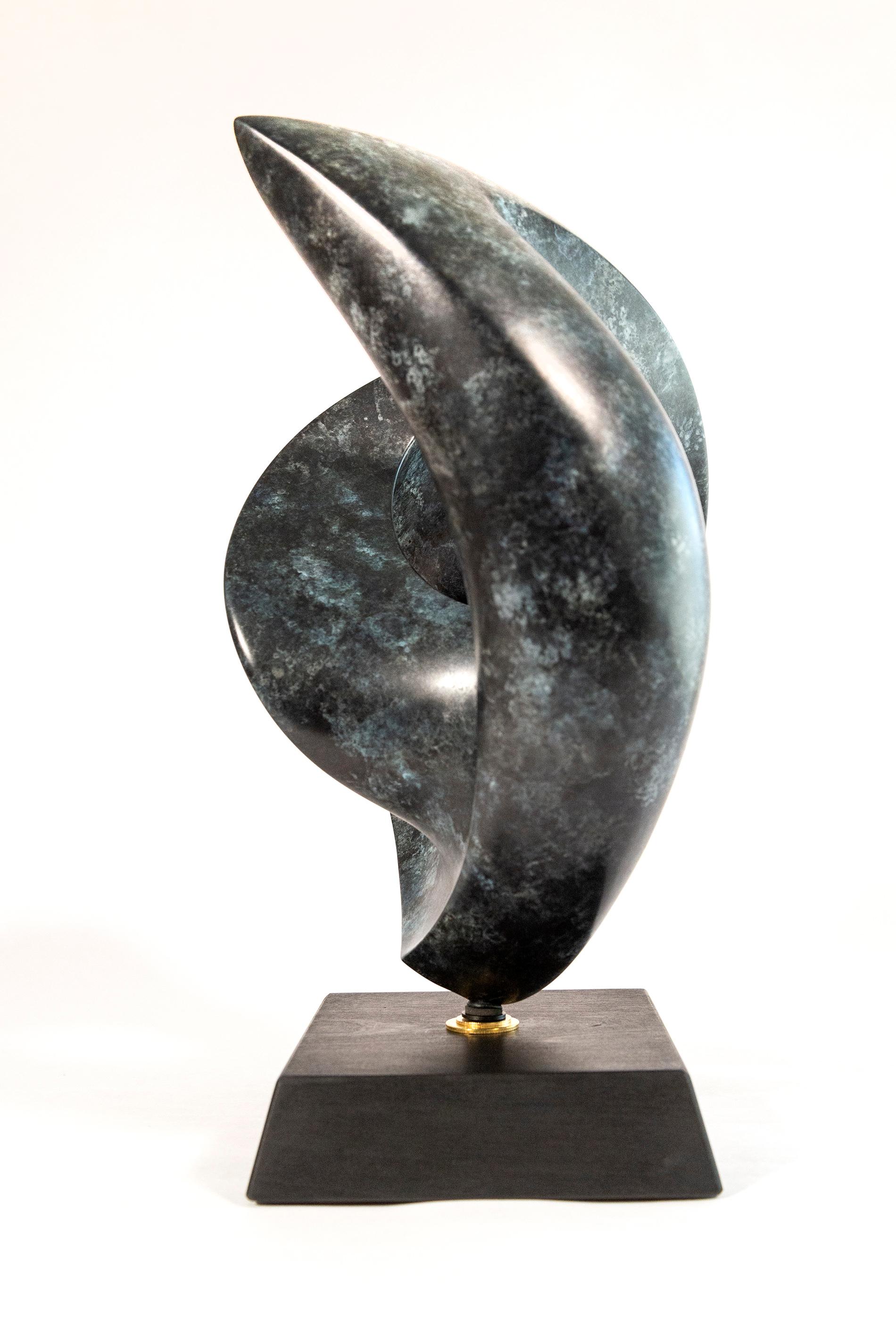Rhapsody Ed. 1/15 - smooth, polished, abstract, bronze and mahogany sculpture - Abstract Sculpture by David Chamberlain