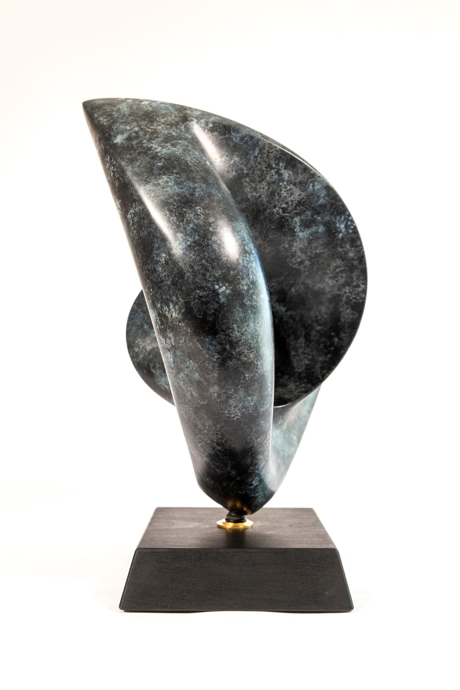 Rhapsody Ed. 1/15 - smooth, polished, abstract, bronze and mahogany sculpture - Brown Abstract Sculpture by David Chamberlain