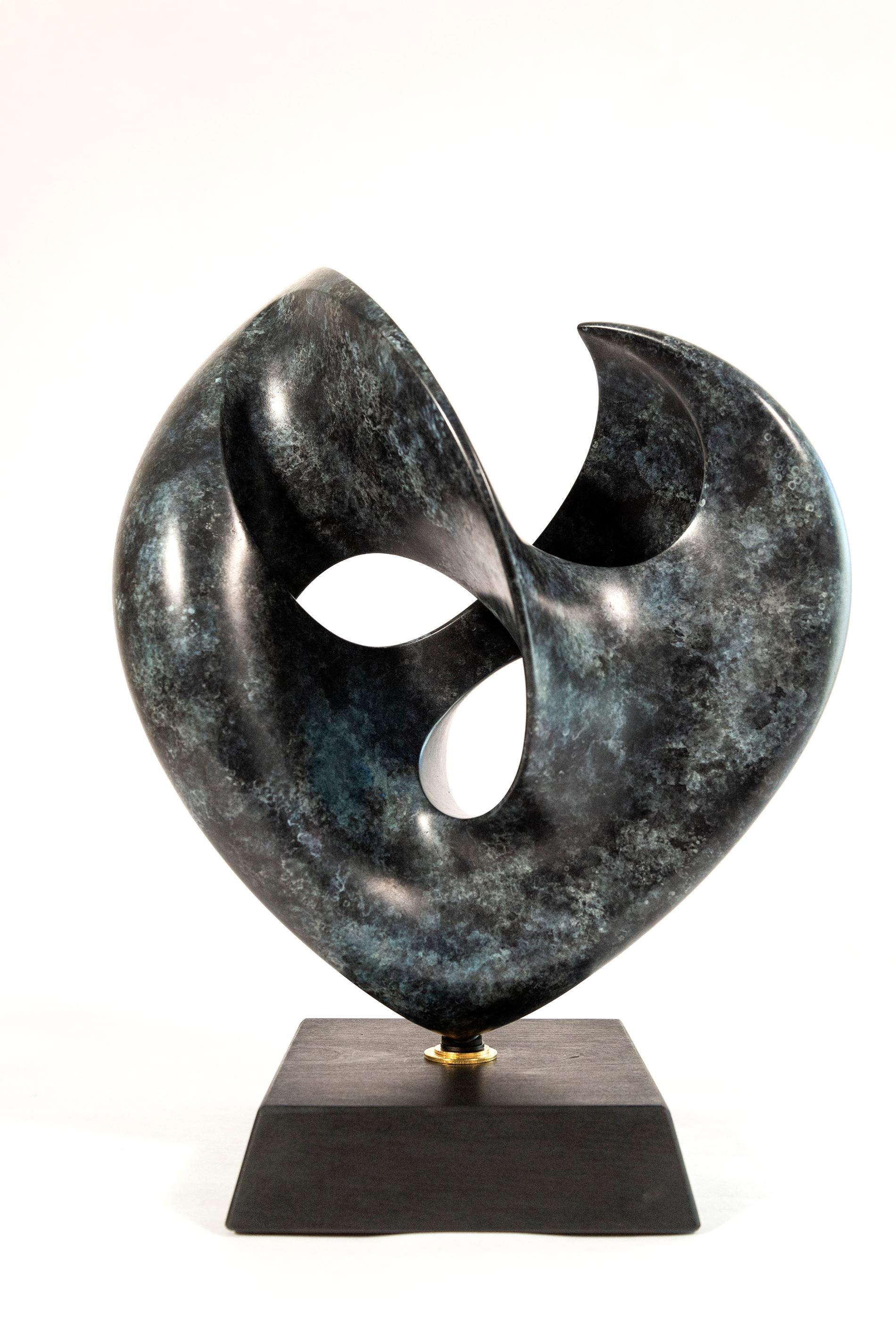 Rhapsody Ed. 1/15 - smooth, polished, abstract, bronze and mahogany sculpture For Sale 1