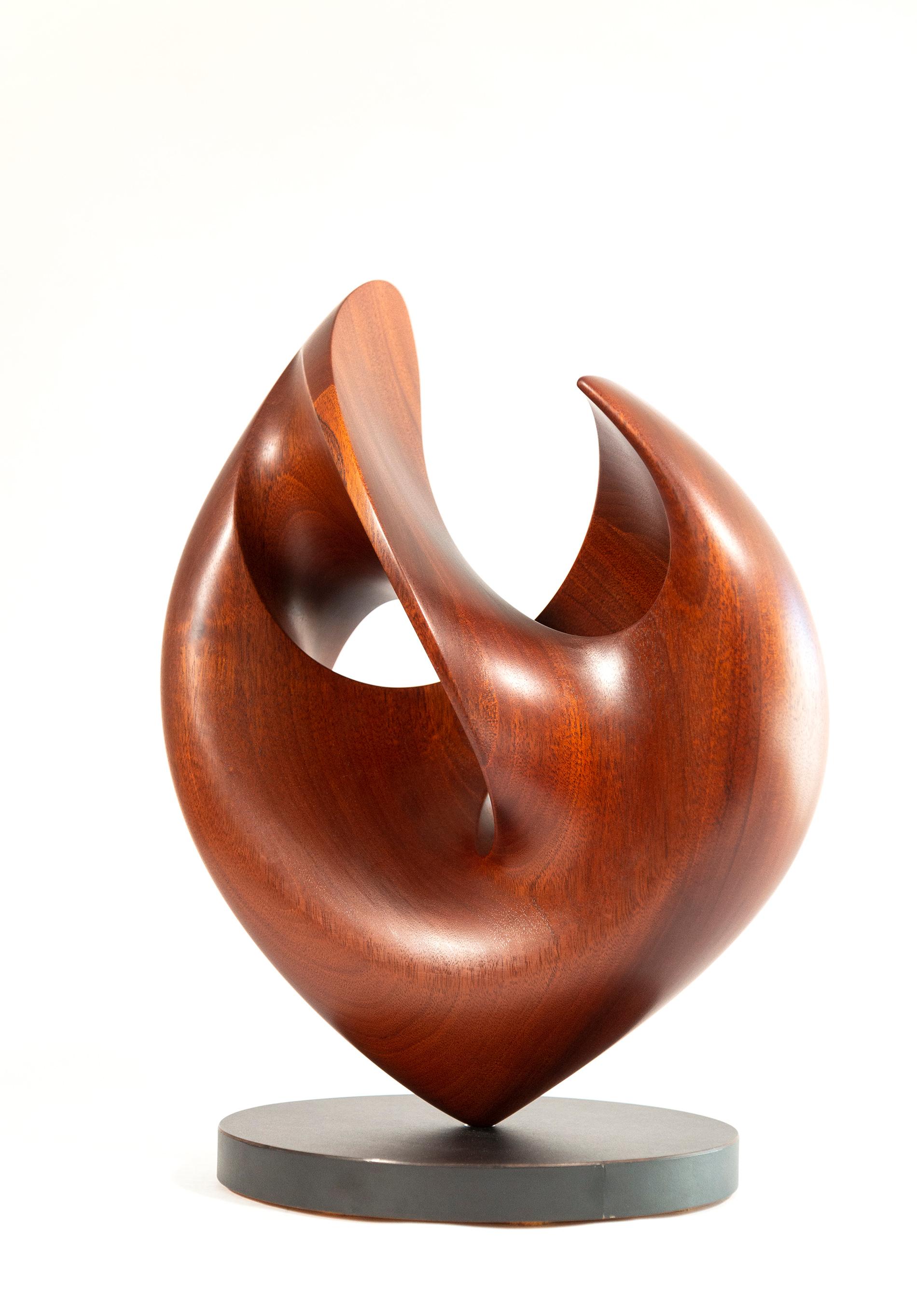 Senza Misura - smooth, polished, abstract, contemporary, mahogany sculpture For Sale 7