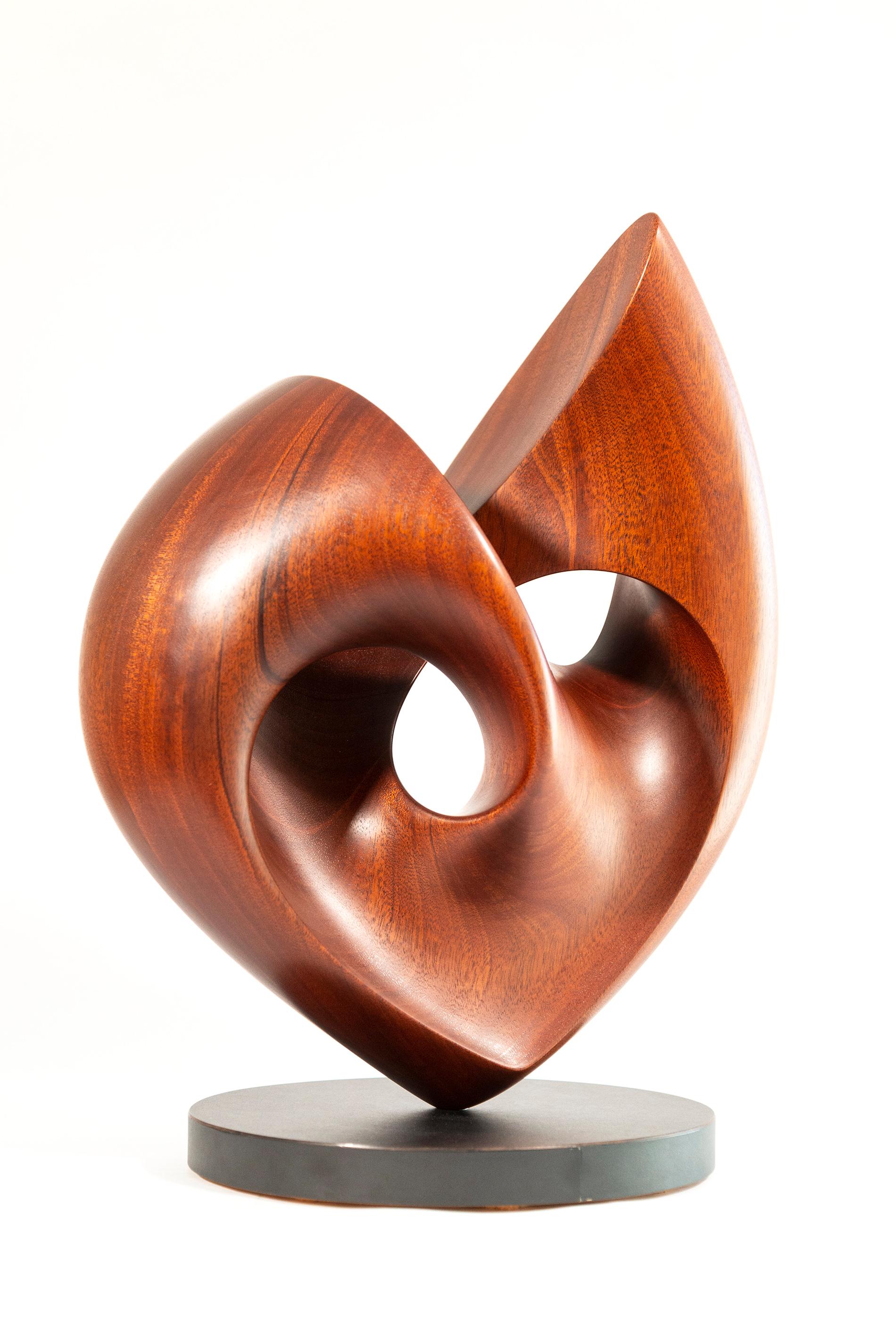 Senza Misura - smooth, polished, abstract, contemporary, mahogany sculpture For Sale 1