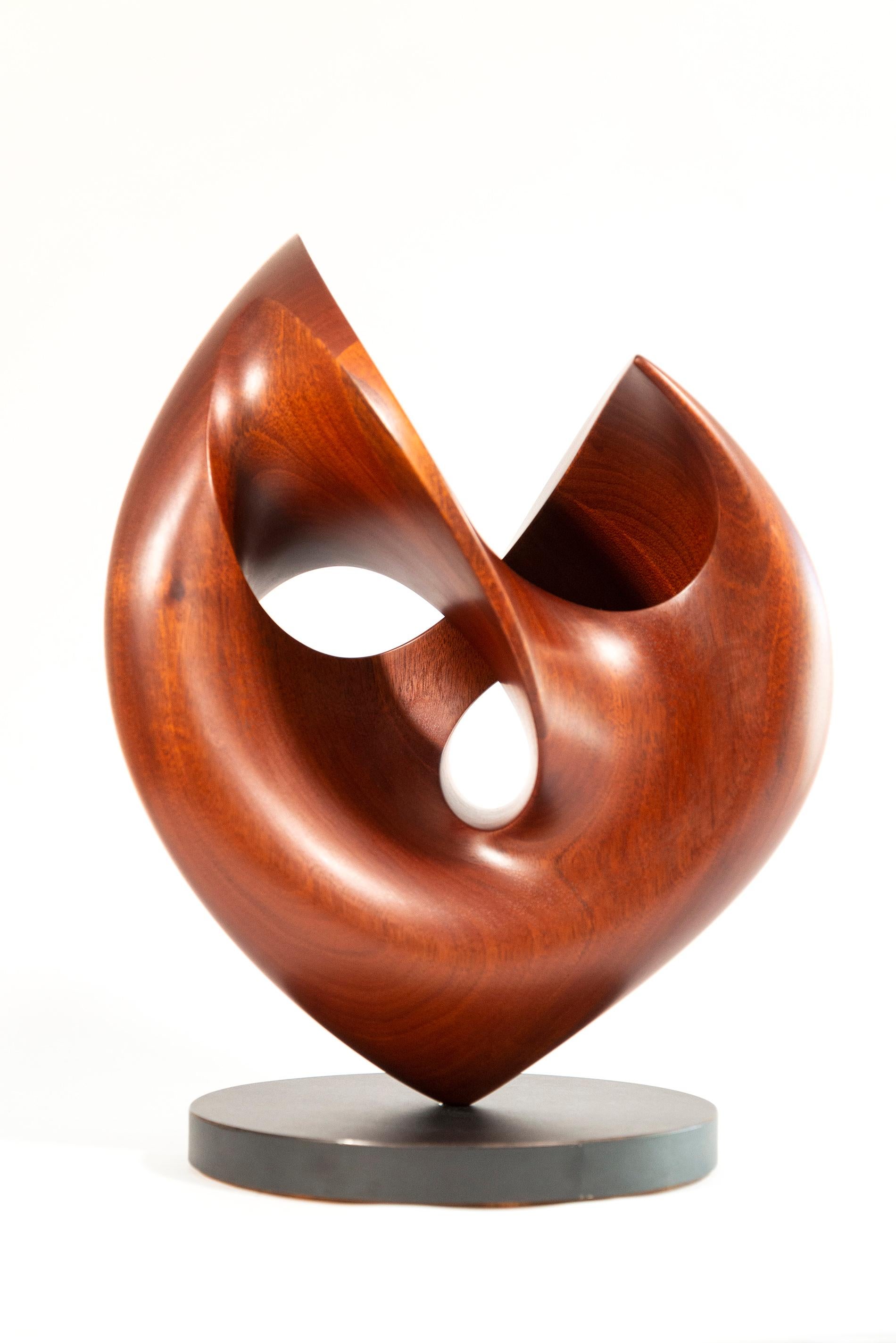 Senza Misura - smooth, polished, abstract, contemporary, mahogany sculpture - Sculpture by David Chamberlain