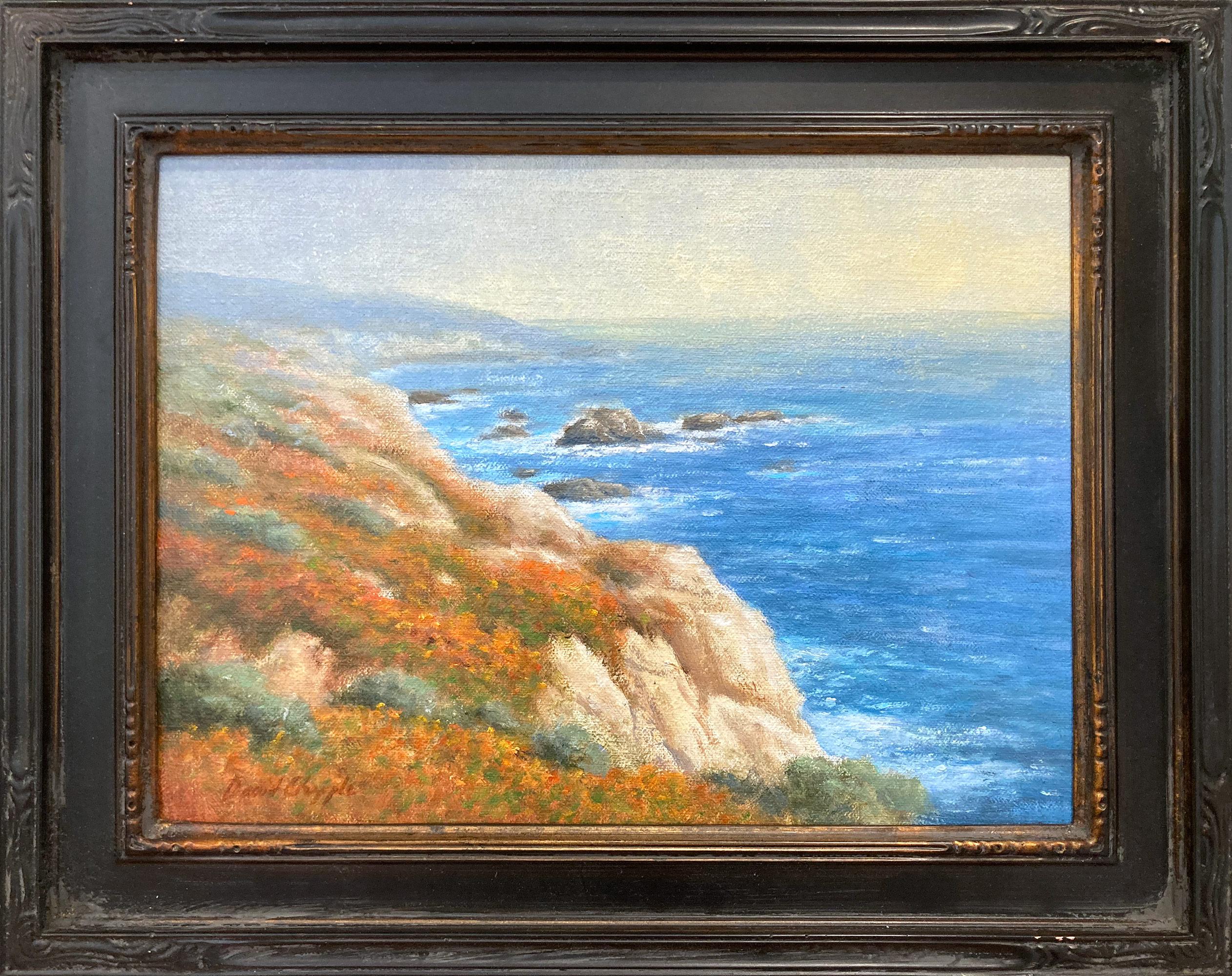 "Big Sur" Colorful Impressionistic Coastal Landscape Oil Painting Framed