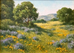 "Bush Lupine" Colorful Impressionistic Spring Time Landscape Oil Painting Framed
