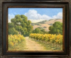 "Oktober Reben" Bunte Impressionistische Herbstlandschaft Ölgemälde Gerahmt