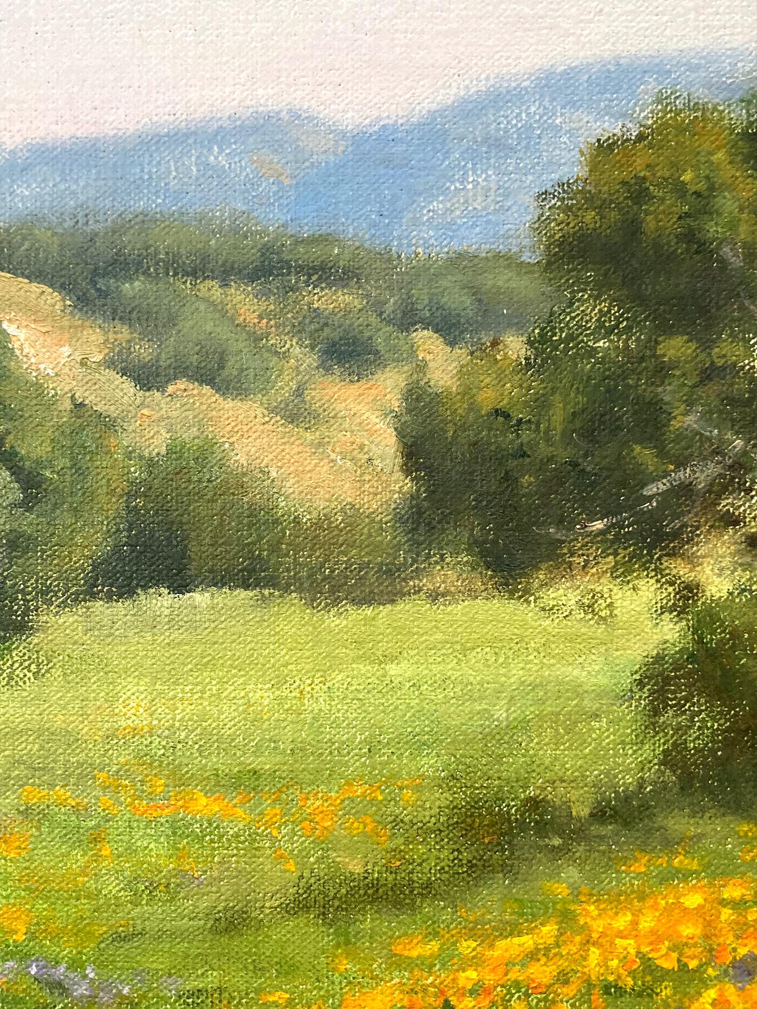 Un maravilloso paisaje pastoral impresionista con bellos tonos de color en toda su extensión. David Chapple ha representado esta obra de la forma más íntima, aunque enérgica, y ha puesto mucho sentimiento en este vibrante trabajo. Es casi como si