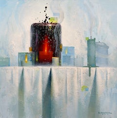 "Luz negra" (2024) de David Cheifetz, pintura al óleo sobre panel de aluminio
