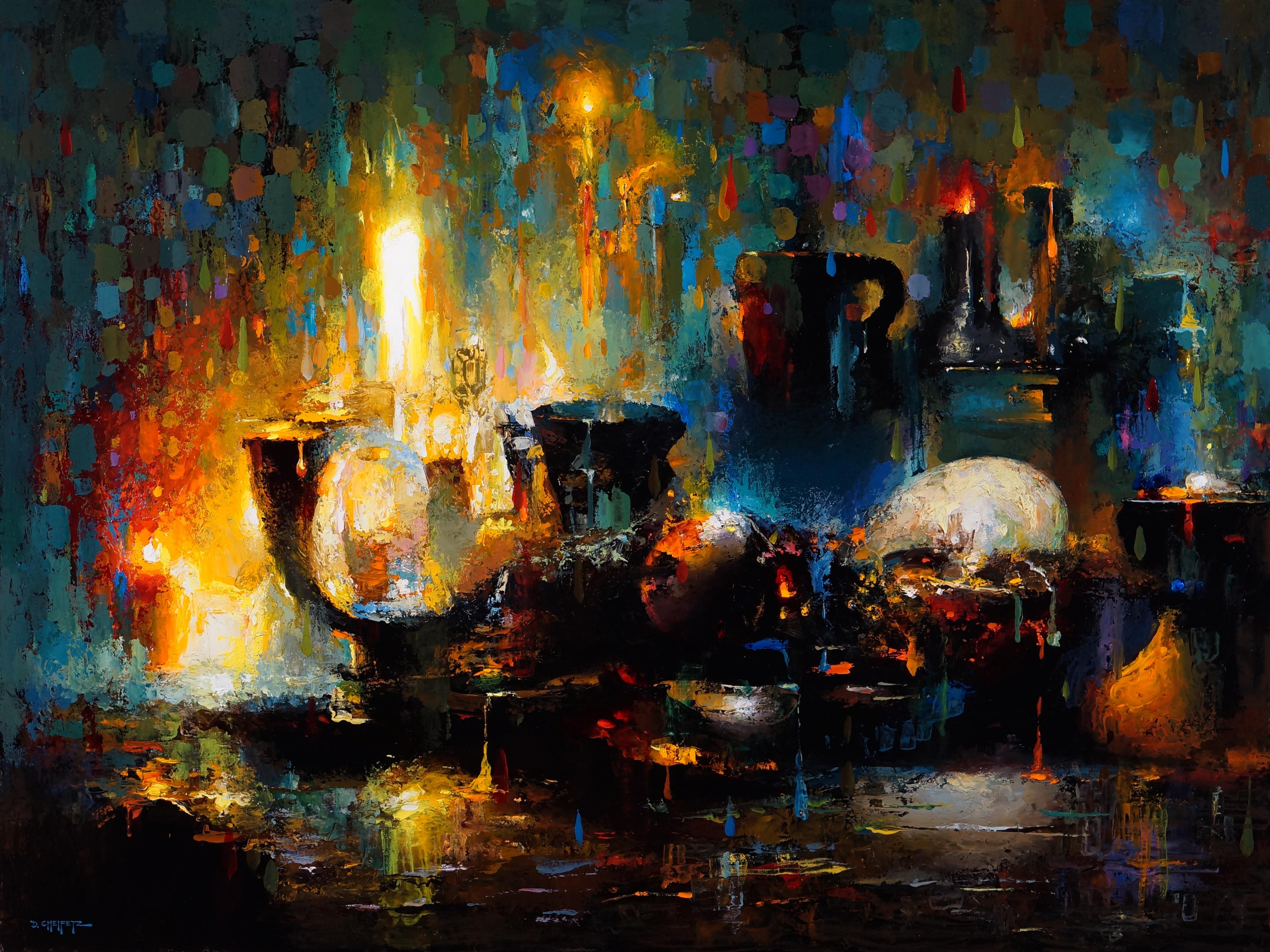 David Cheifetz Still-Life Painting - "Electric Dreams of Uncanny Things, " Oil Painting