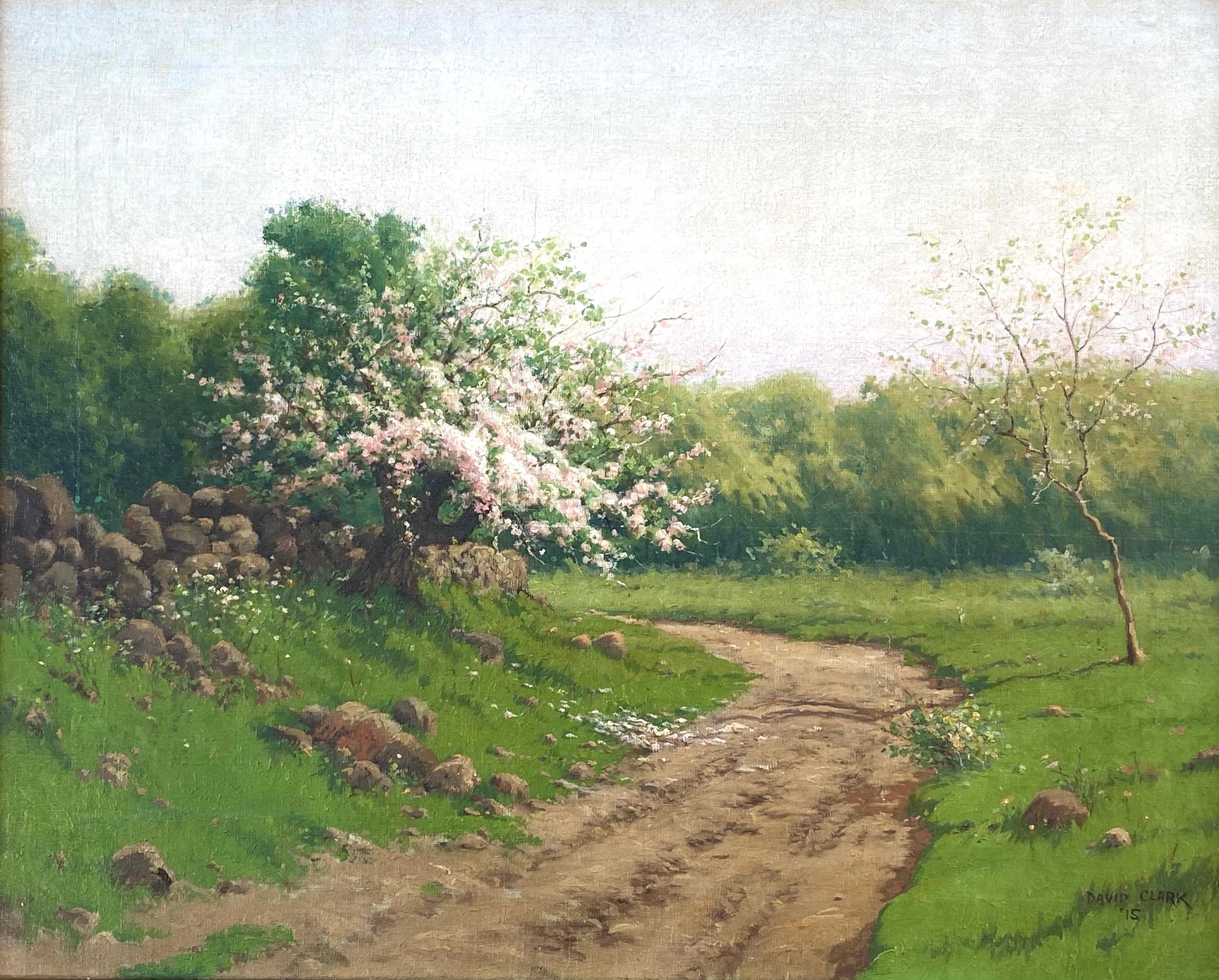 Landscape Painting David Clark - Le temps des fleurs de pommier