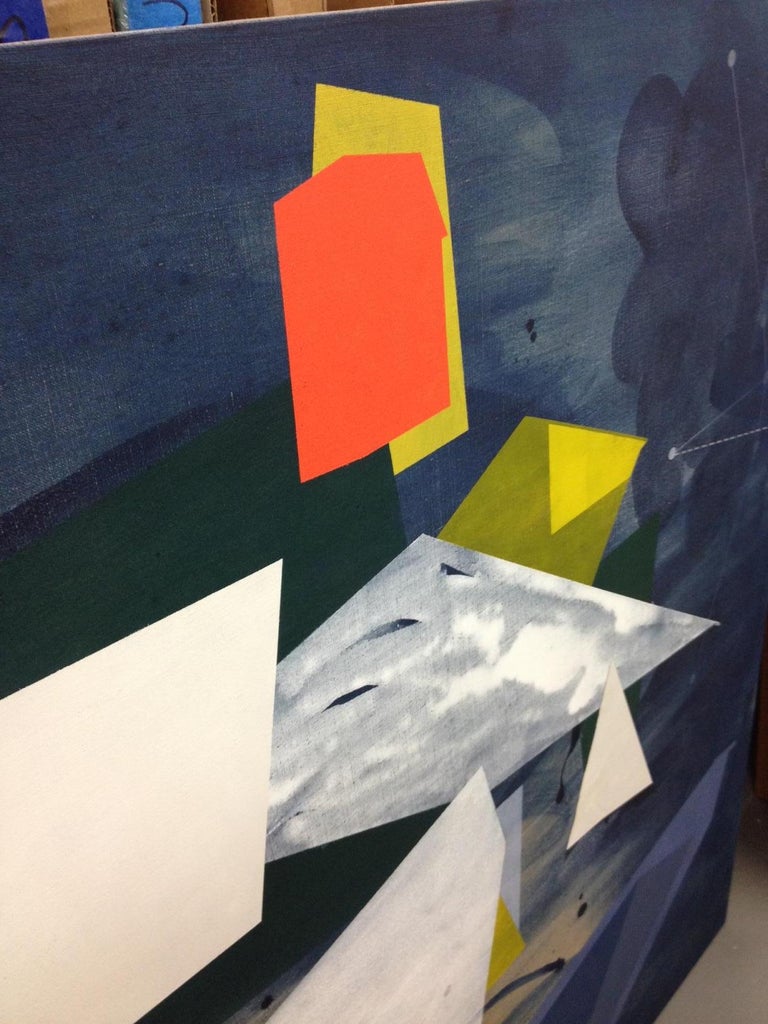 David Collins Orion Square Geometric Abstract Dark Blue