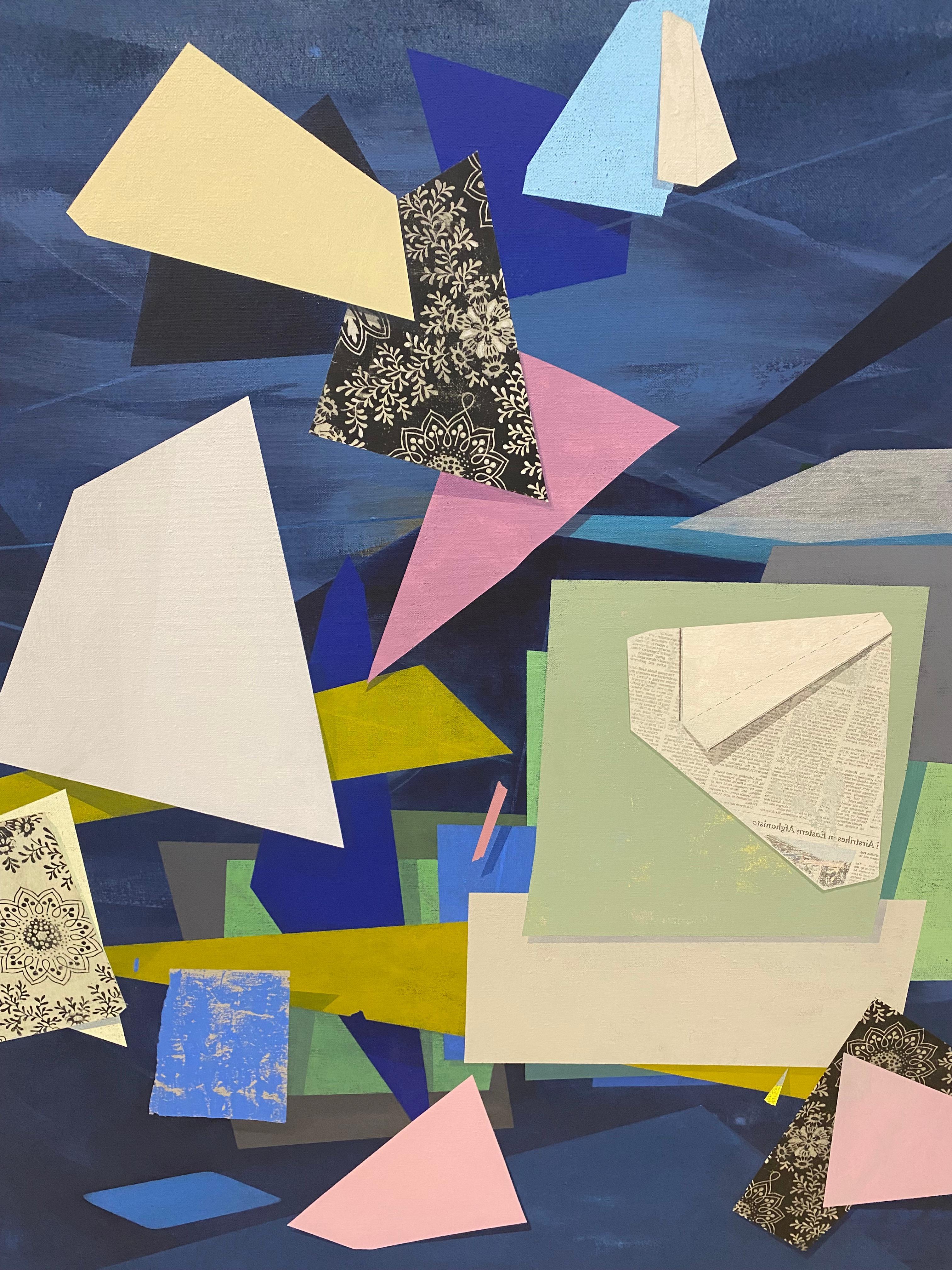 Tell Tails - Pittura astratta geometrica Blu notte Rosa Greene & Greene, 2022 - Painting Contemporaneo di David Collins