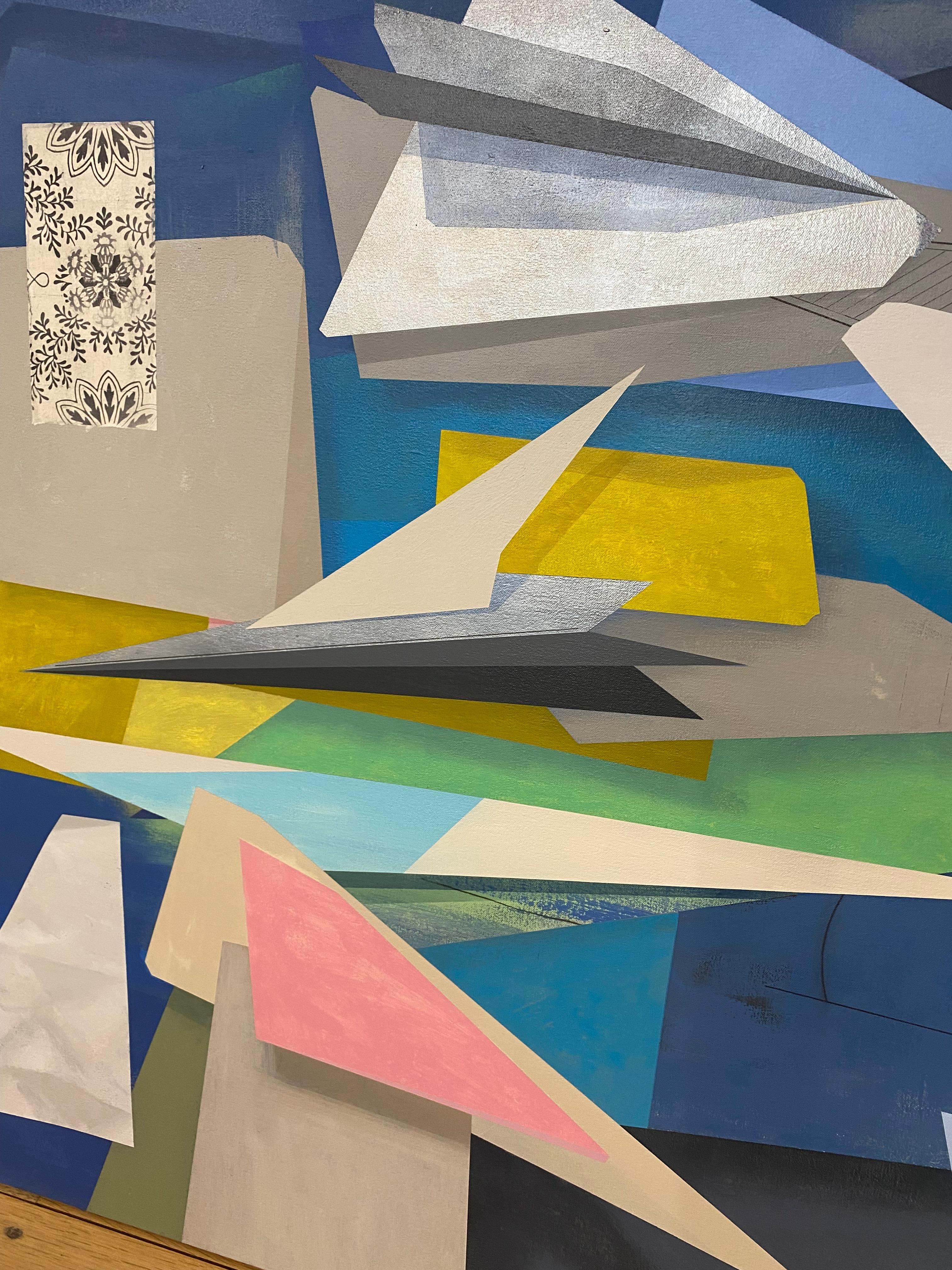 The Calendar - Contemporary Geometric Abstract Green Blue Mustard Yellow, 2022 im Angebot 1