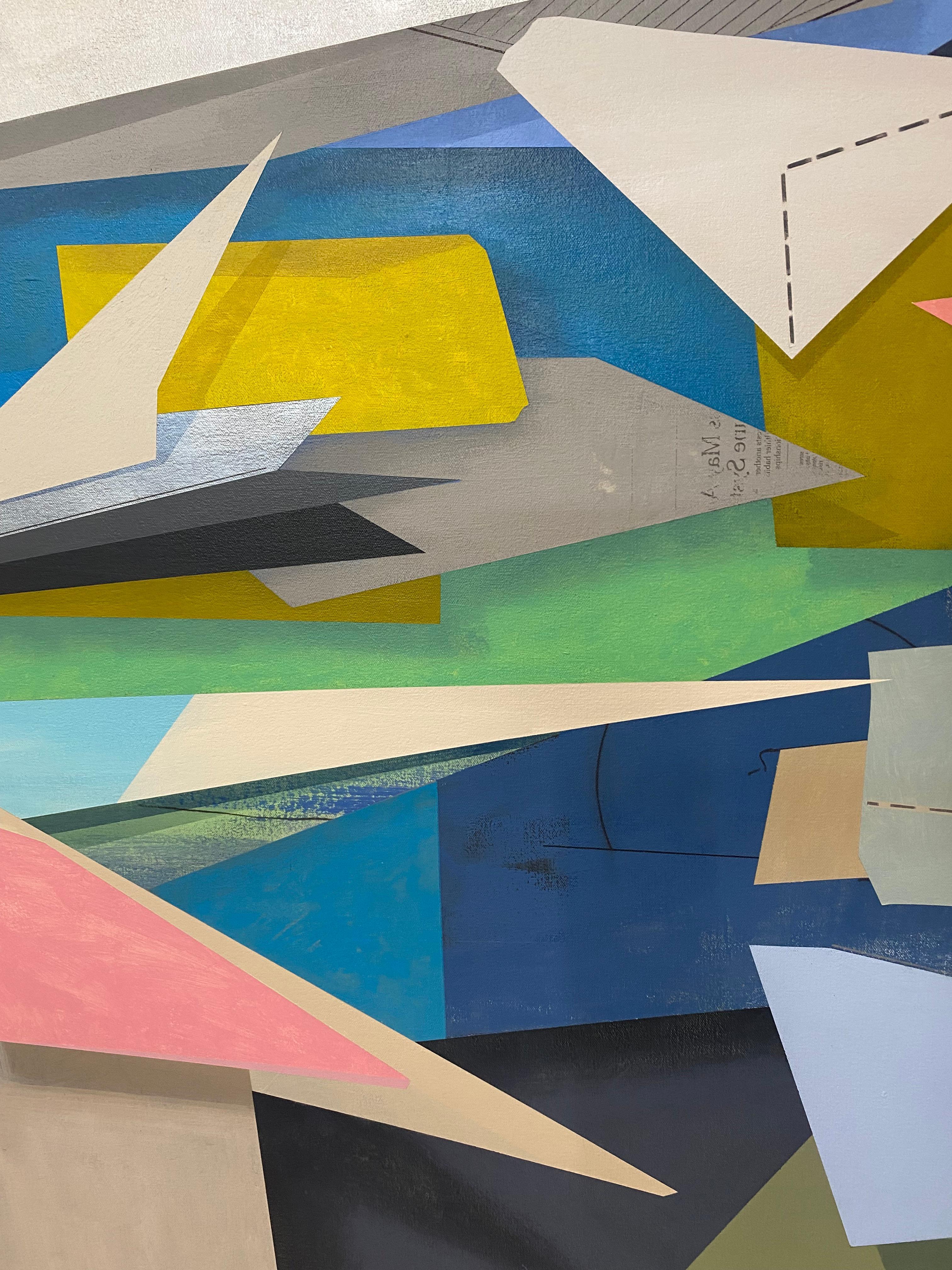 The Calendar - Contemporary Geometric Abstract Green Blue Mustard Yellow, 2022 im Angebot 2