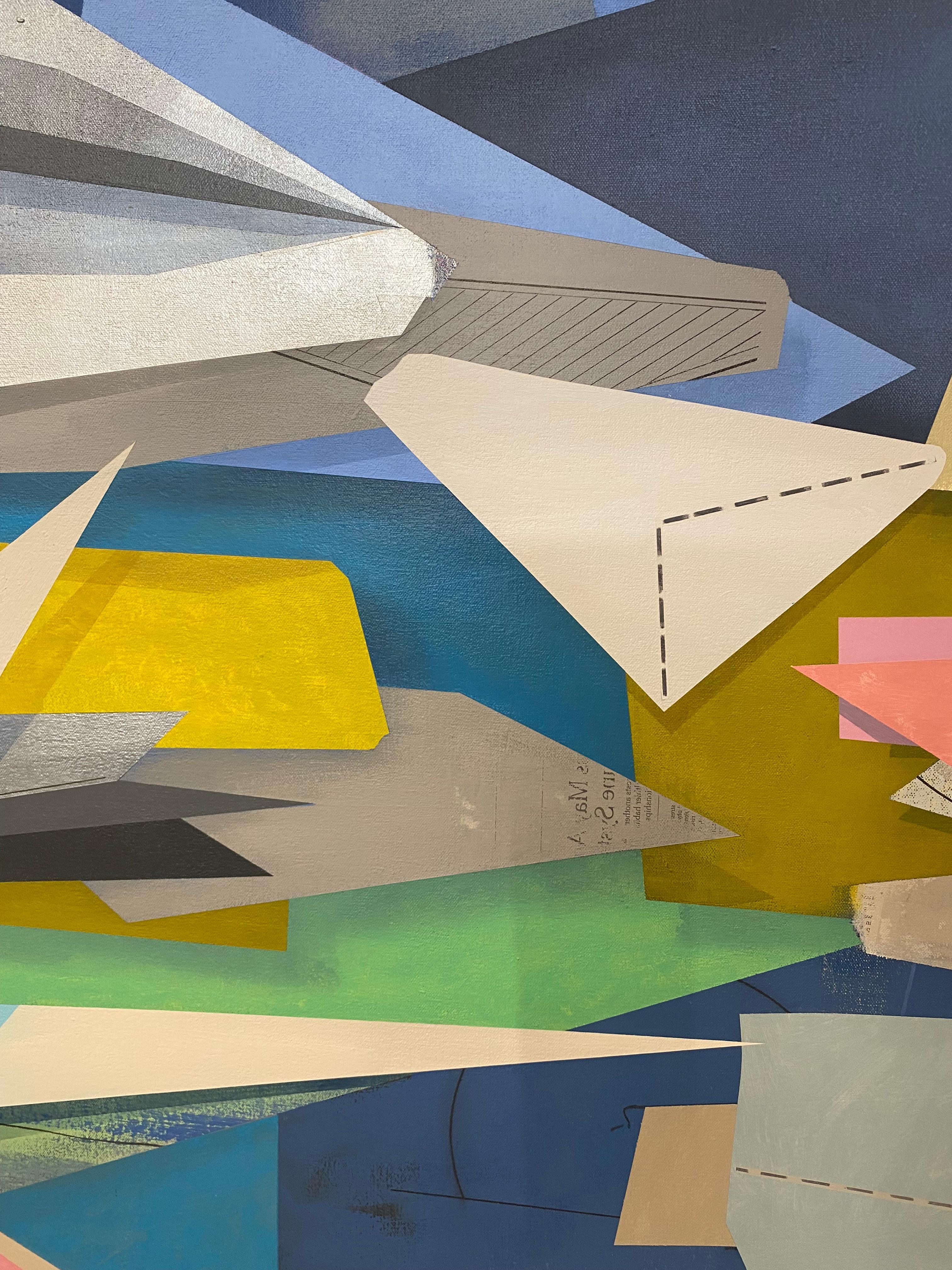 The Calendar - Contemporary Geometric Abstract Green Blue Mustard Yellow, 2022 im Angebot 3