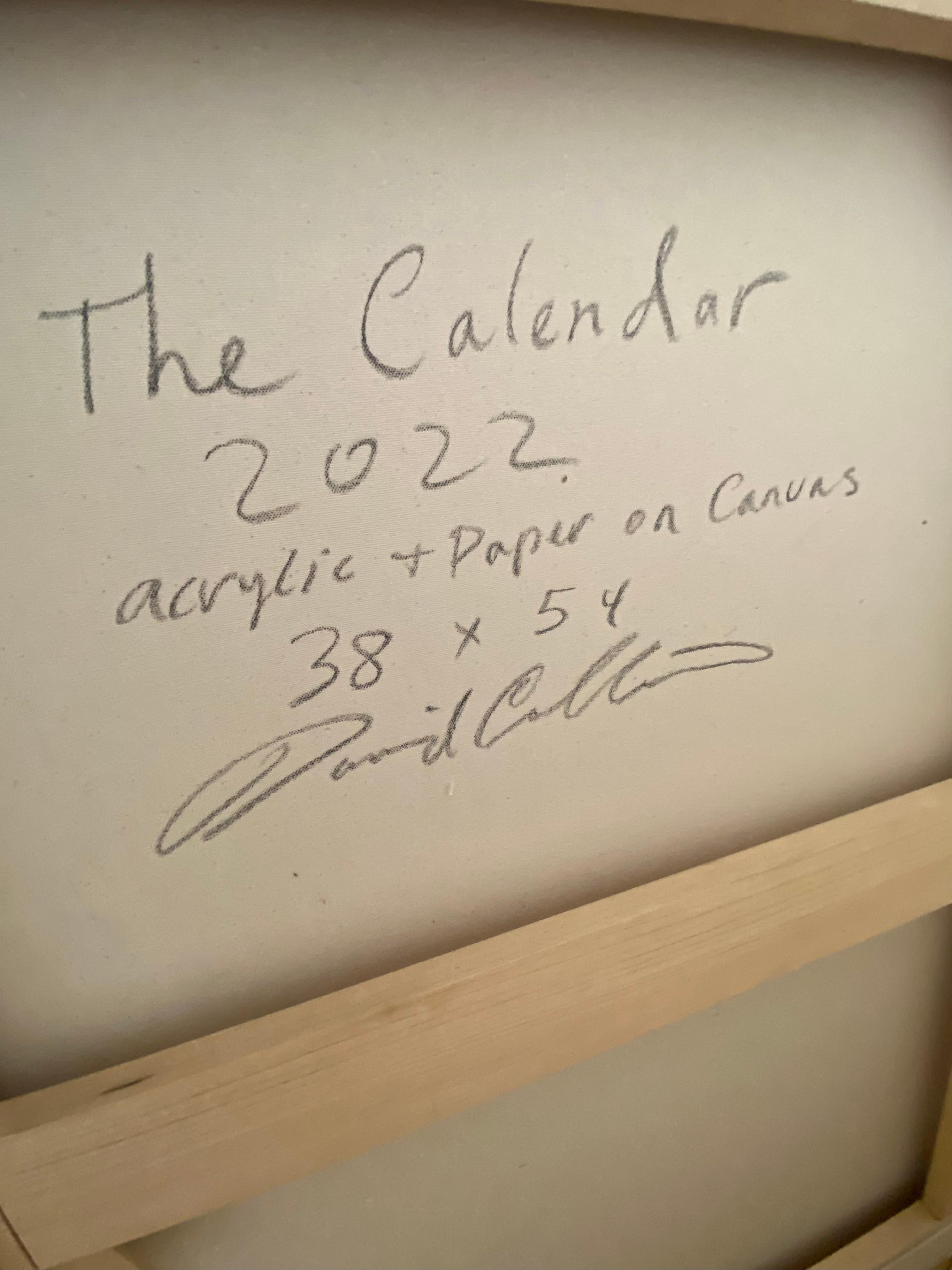 The Calendar - Contemporary Geometric Abstract Green Blue Mustard Yellow, 2022 im Angebot 4