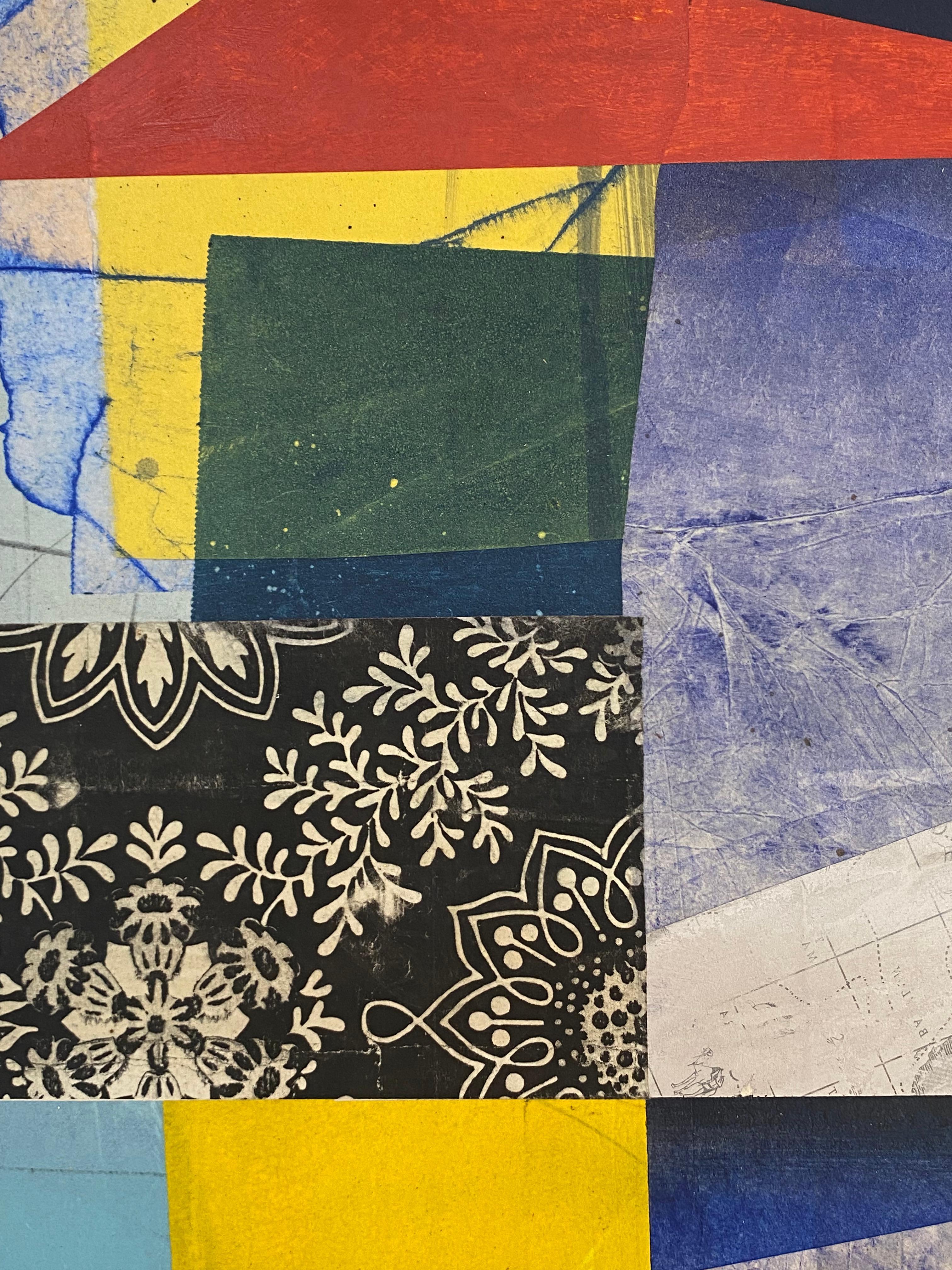 The Traveler, bleu cobalt, jaune, noir, blanc, rouge Formes géométriques abstraites en vente 2