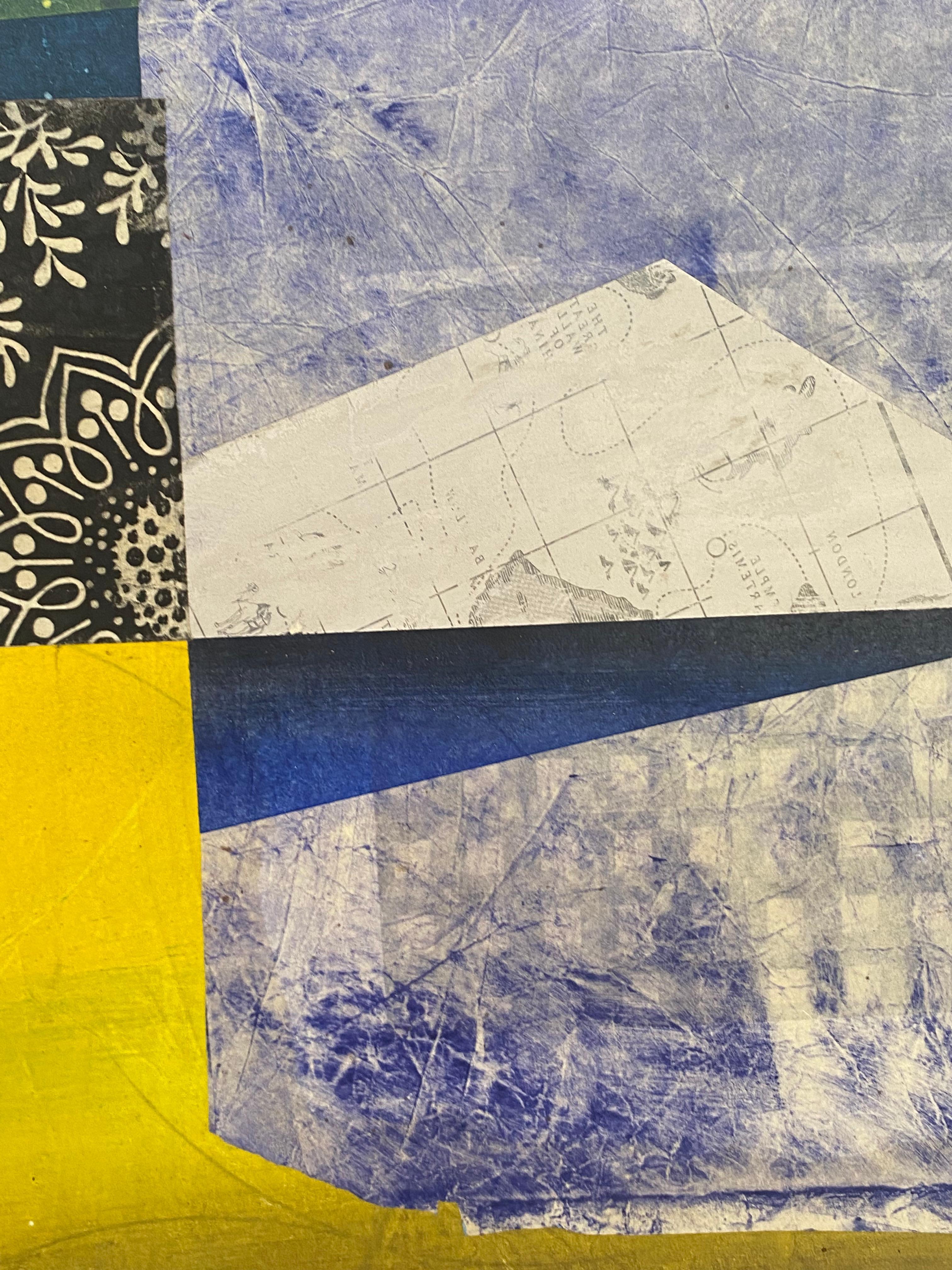The Traveler - Geometrische abstrakte Formen Blau Gelb Schwarz Weiß Rot, 2022 (Grau), Abstract Painting, von David Collins
