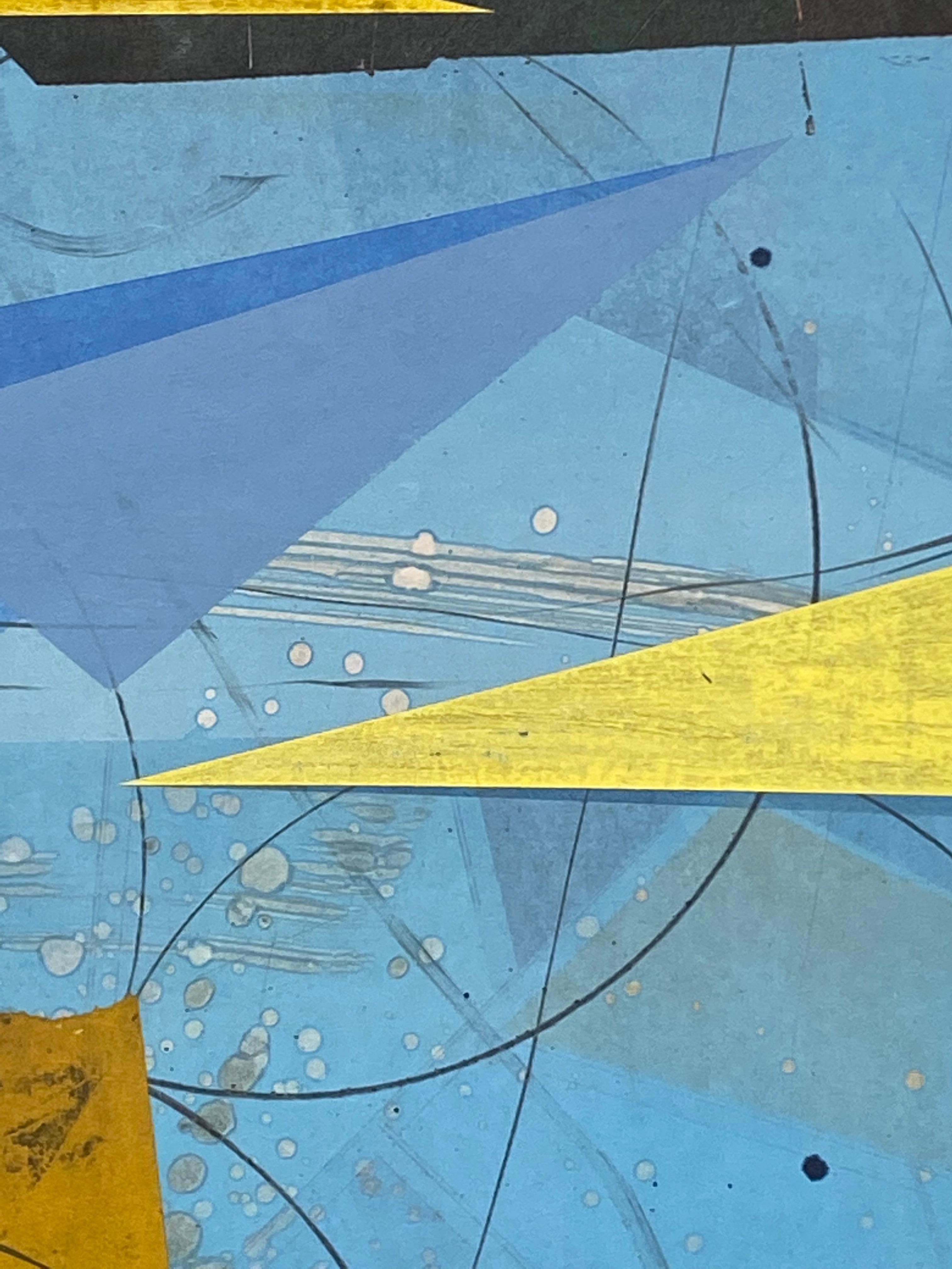 The Visitors - Geometric Abstract Triangles Sky Blue Yellow Red Shapes, 2022 in vendita 6