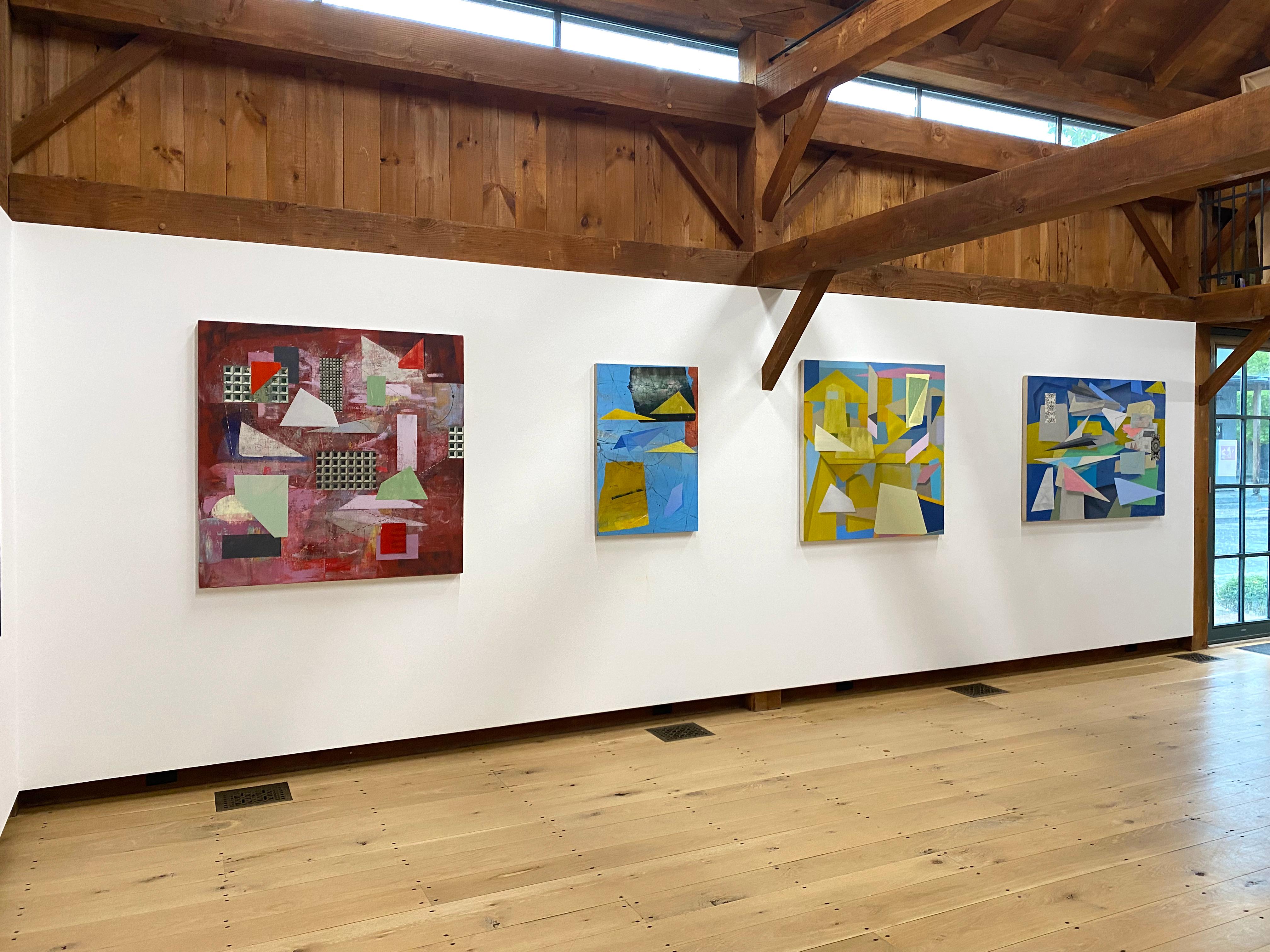 The Visitors - Geometric Abstract Triangles Sky Blue Yellow Red Shapes, 2022 in vendita 9