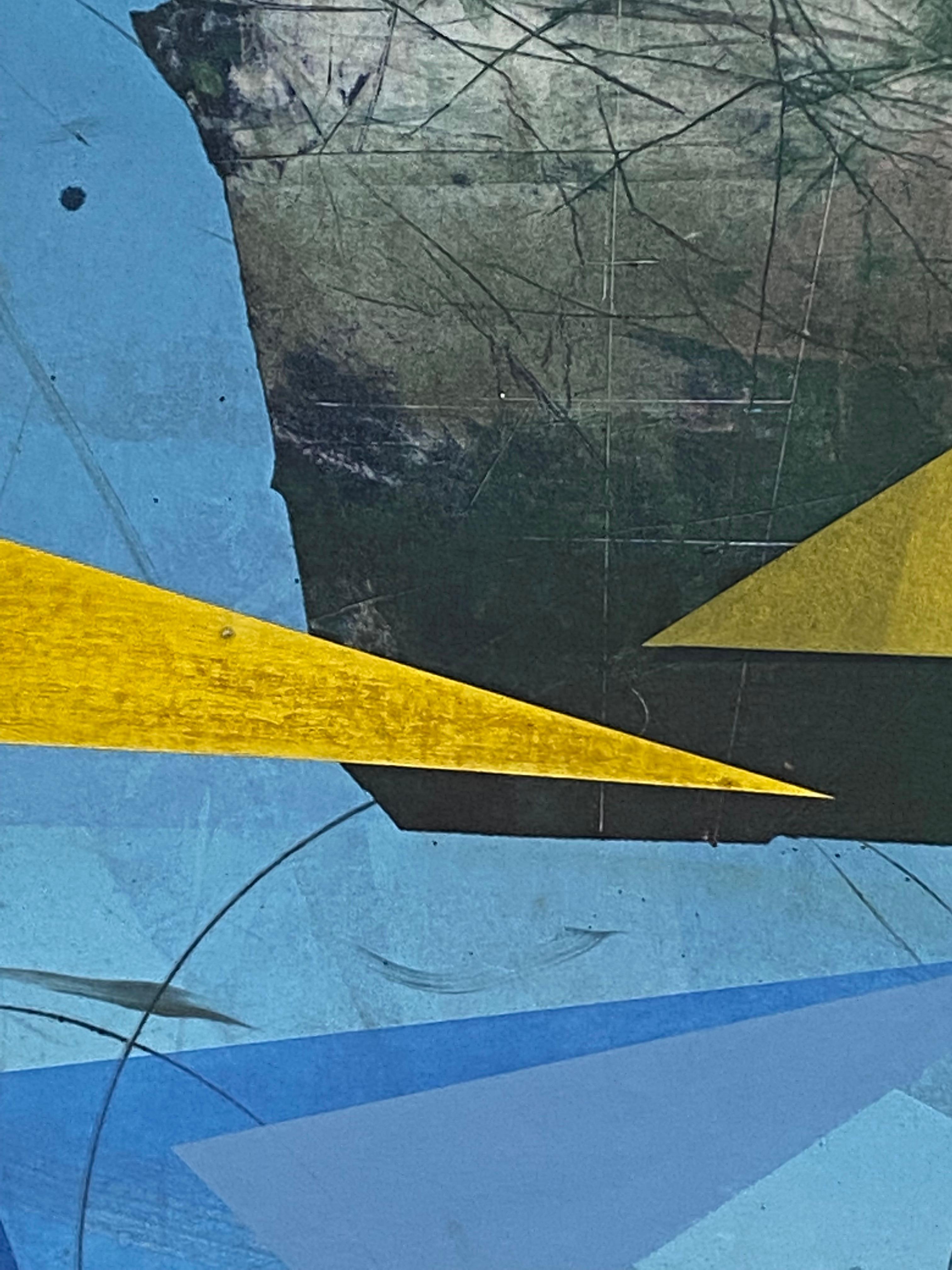 The Visitors - Geometric Abstract Triangles Sky Blue Yellow Red Shapes, 2022 in vendita 3