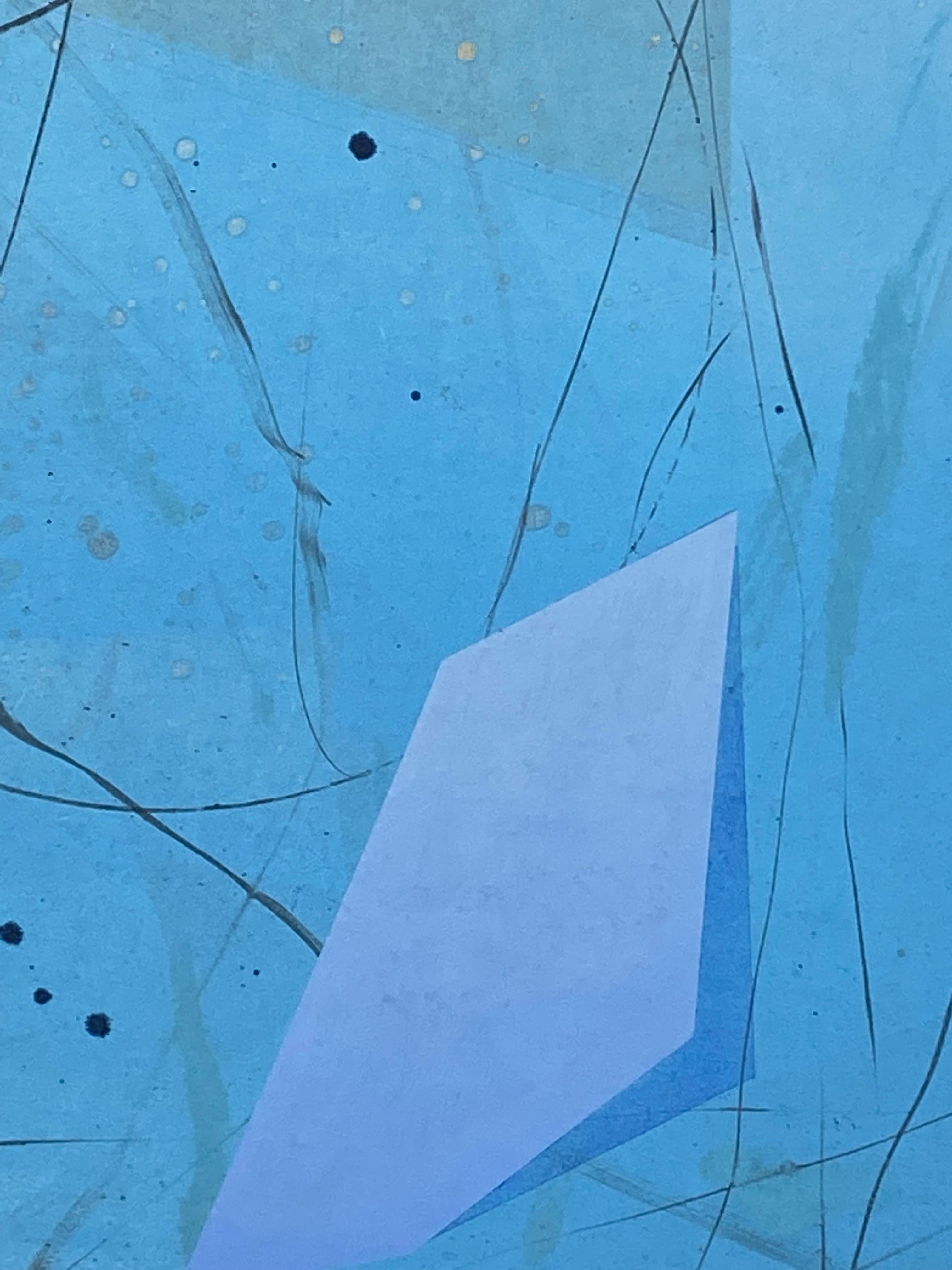 The Visitors - Geometric Abstract Triangles Sky Blue Yellow Red Shapes, 2022 in vendita 4