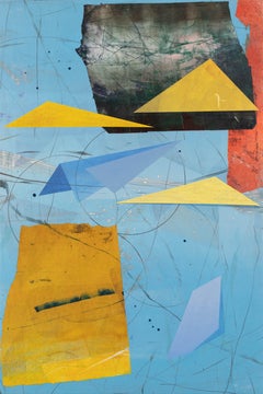 The Visitors, Sky Blue, Yellow, Black, Red Geometric Abstract Shapes, Triangles