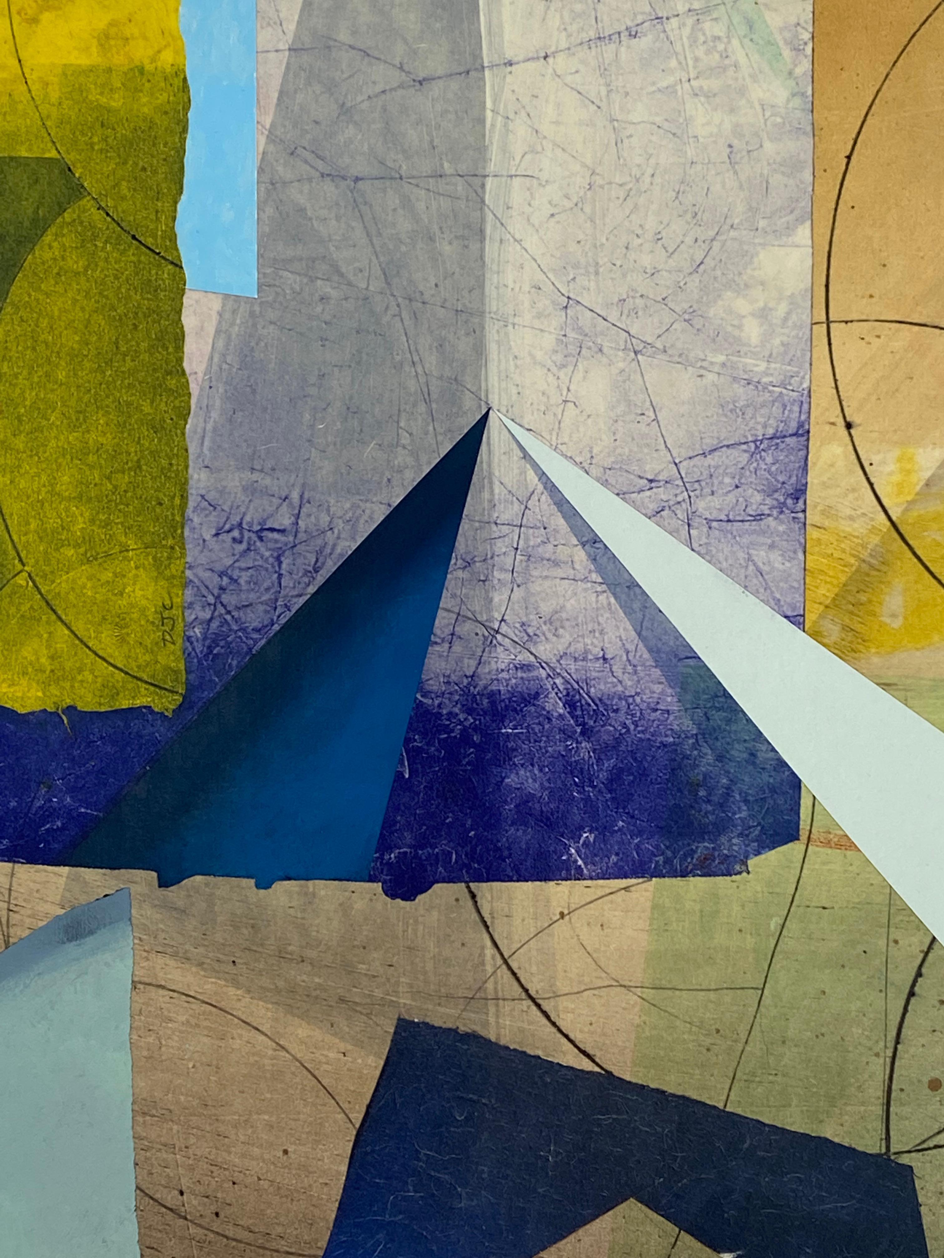 Transit Meridian Three, Vertical Abstract Geometric Painting, Blue, Yellow 5