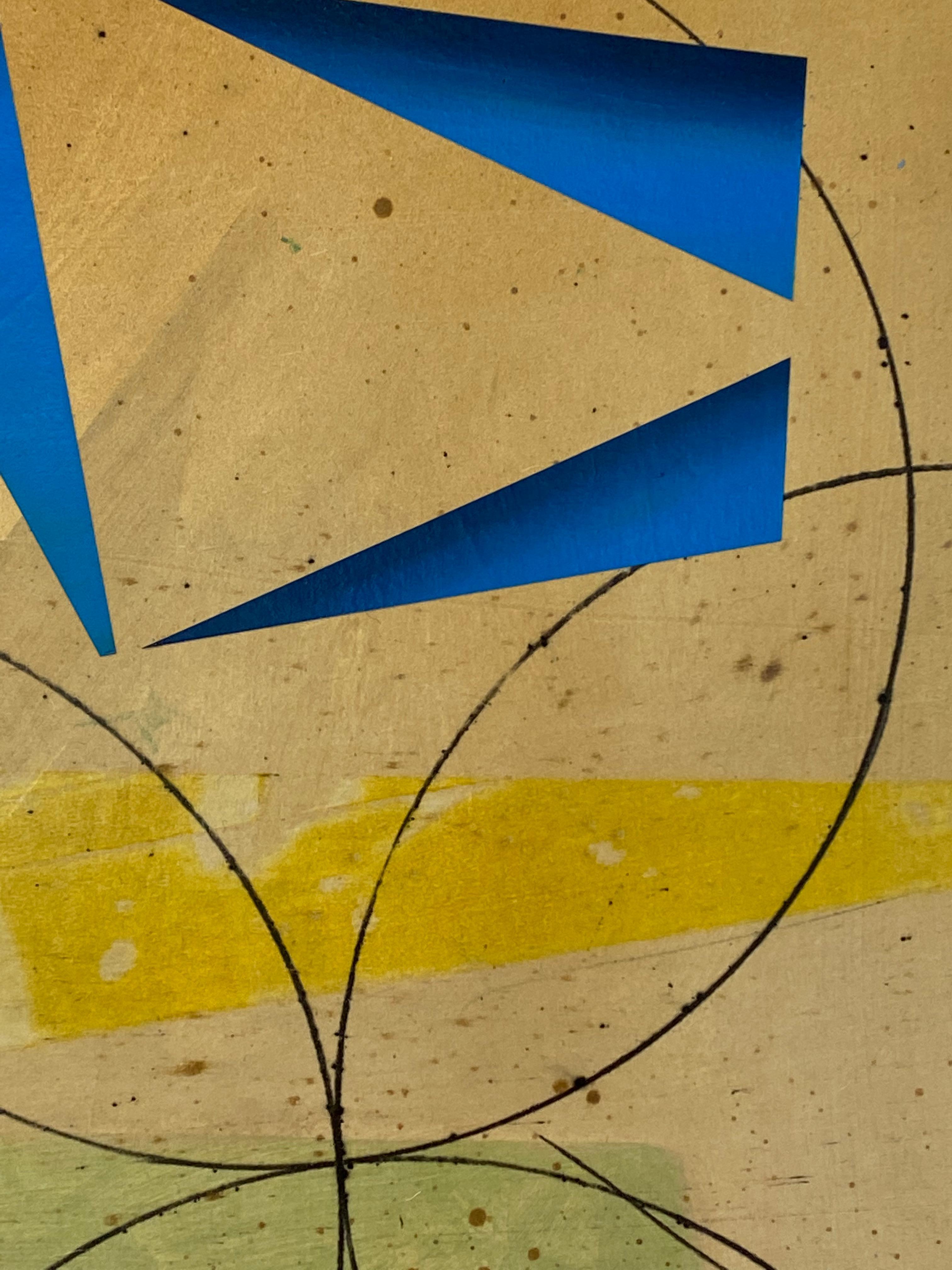 Transit Meridian Three, Vertical Abstract Geometric Painting, Blue, Yellow 6