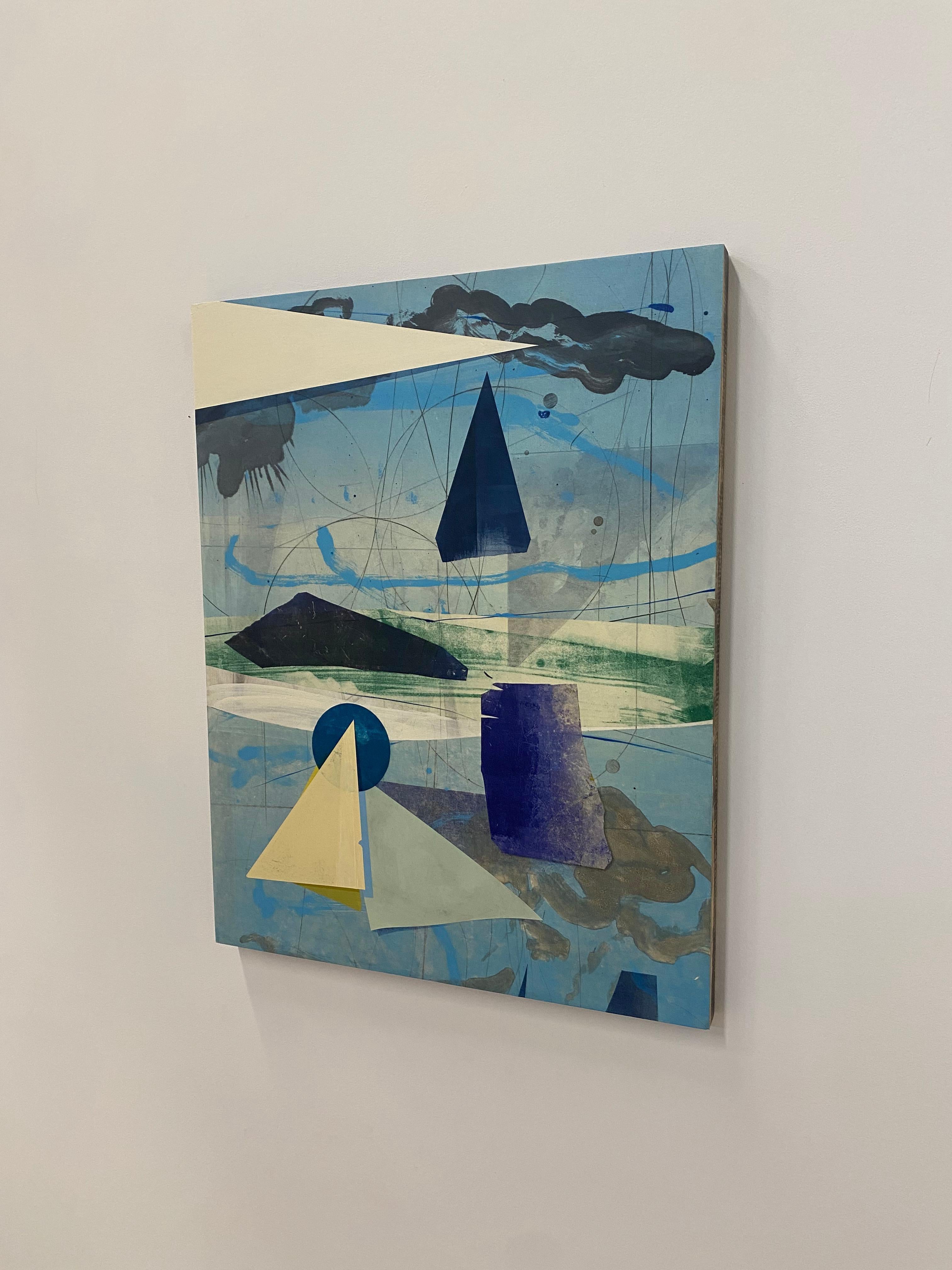 Transit Meridian One - Pittura astratta geometrica blu verde viola, 2020 in vendita 6