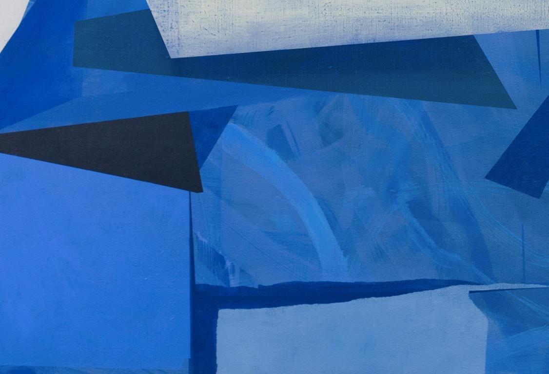 blue geometric painting