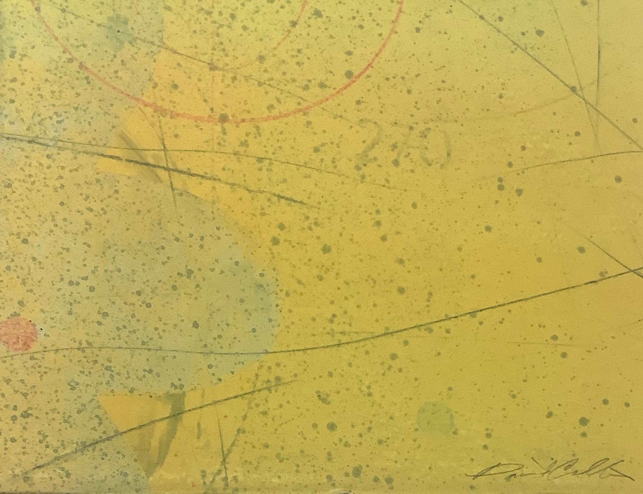 Navigator XIII, Yellow, Red Vertical Abstract Monotype with Black Star, Circles For Sale 3