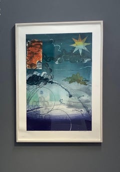 Pilot's Notion Five - Geometrisch Abstrakt Monotypie Rot Gelb Stern Blau, 2002