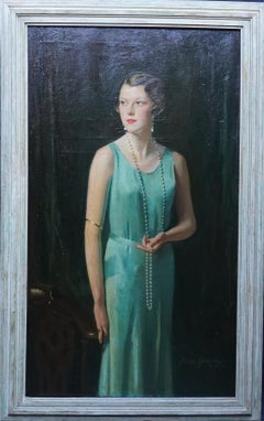 Portrait of Lady Sarah McKinstry - Scottish Art Deco 1930 portrait oil painting