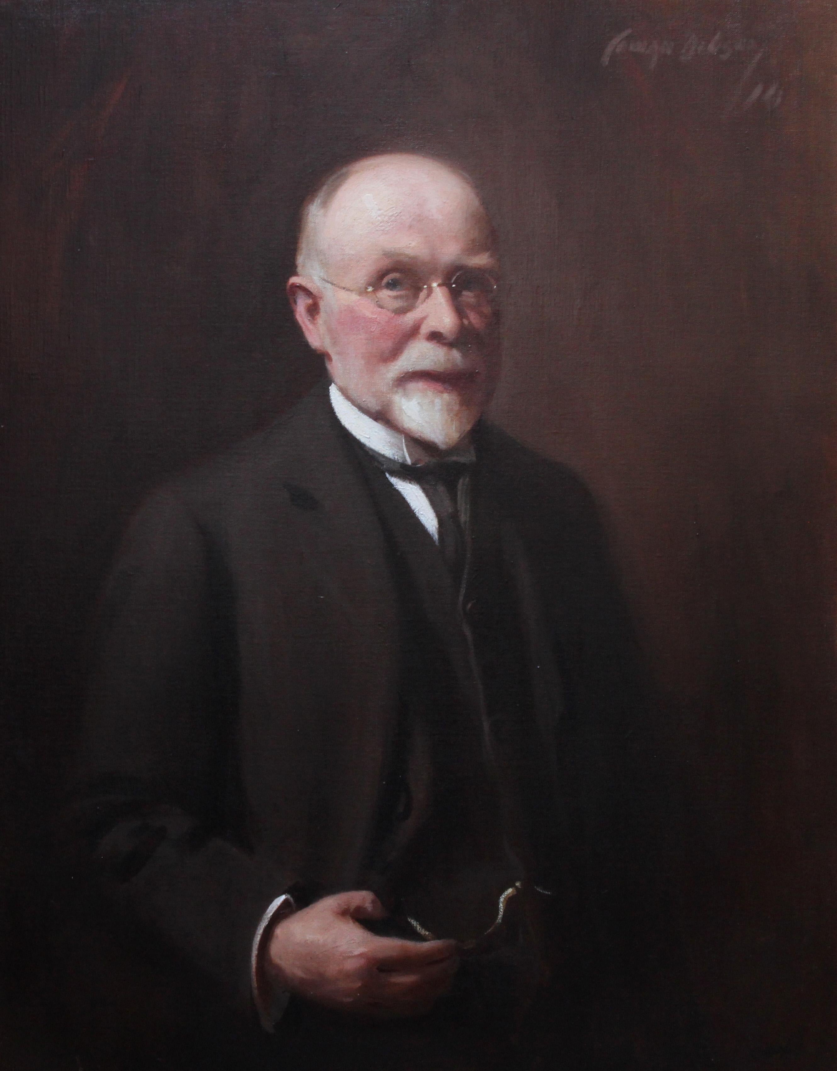 Porträt von Mr. R. H. Sinclair – schottisches männliches Porträt, Ölgemälde, 1914  – Painting von David Cowan Dobson