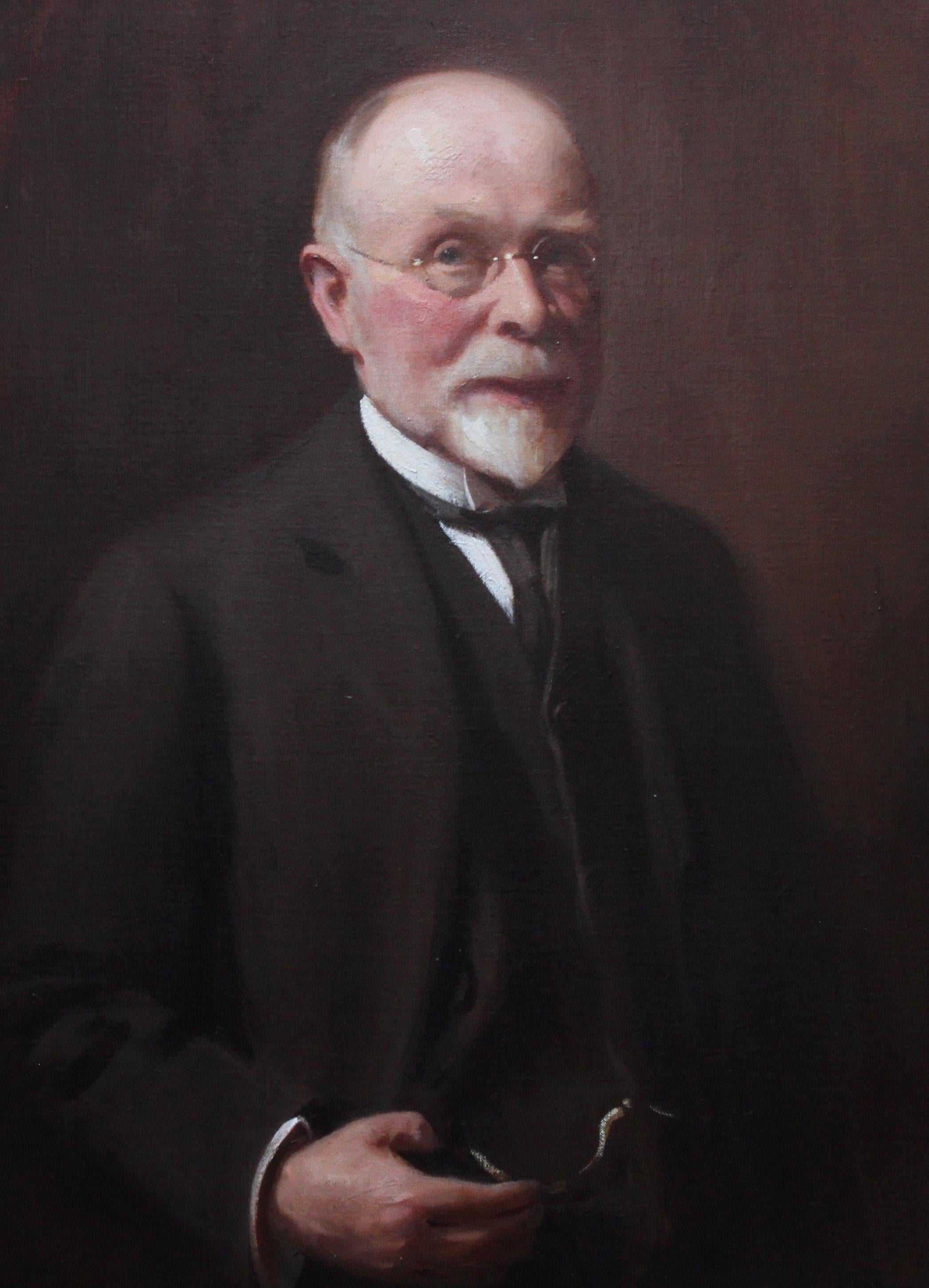 Portrait of Mr R H Sinclair - Scottish 1914 art male portrait oil painting  - Realist Painting by David Cowan Dobson