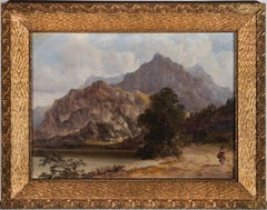 Circle of David Cox Jnr. (1809-1885), huile du 19e siècle encadrée, paysage creux