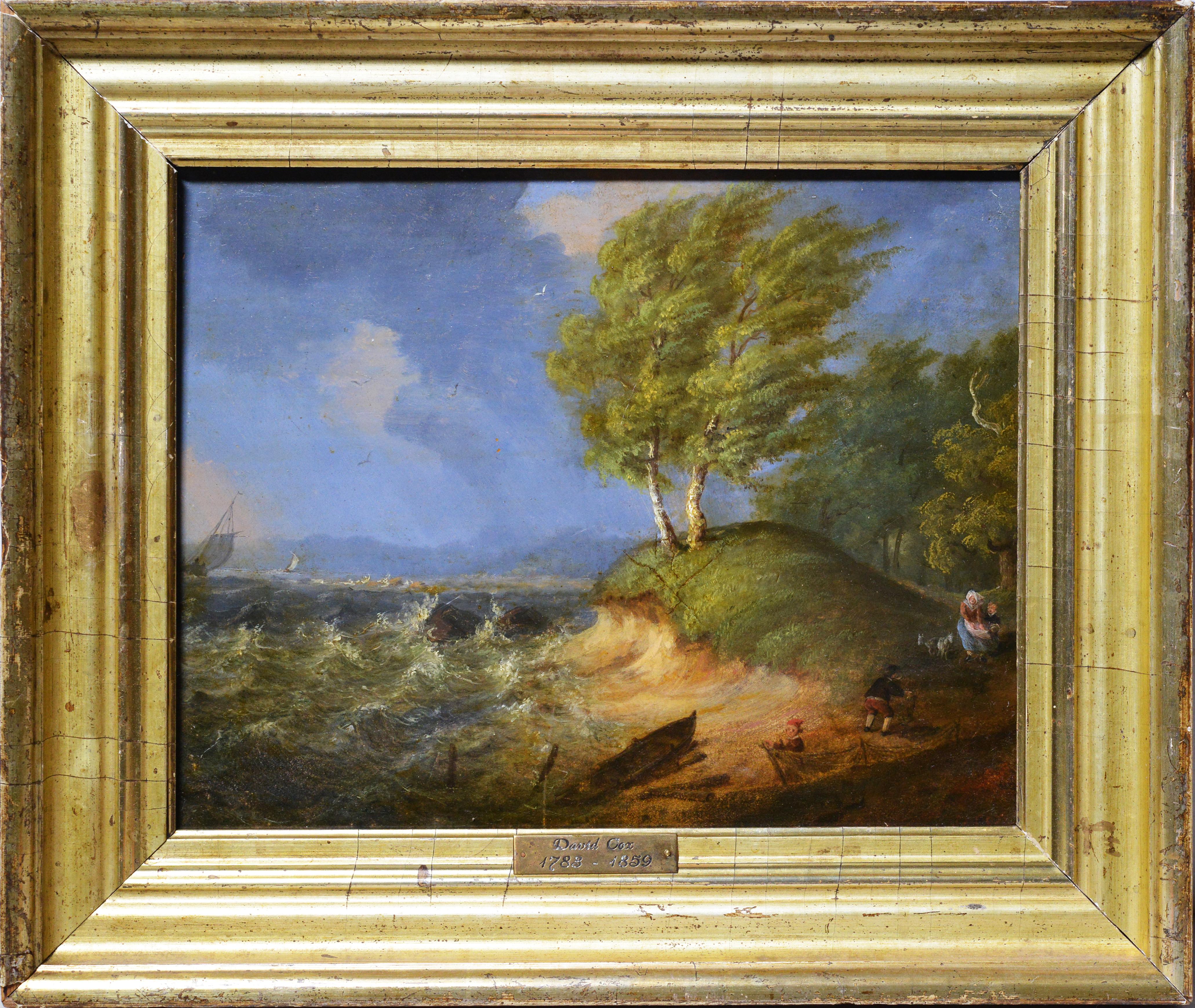 British seascape Storm on coast 19th century Oil painting by David Cox