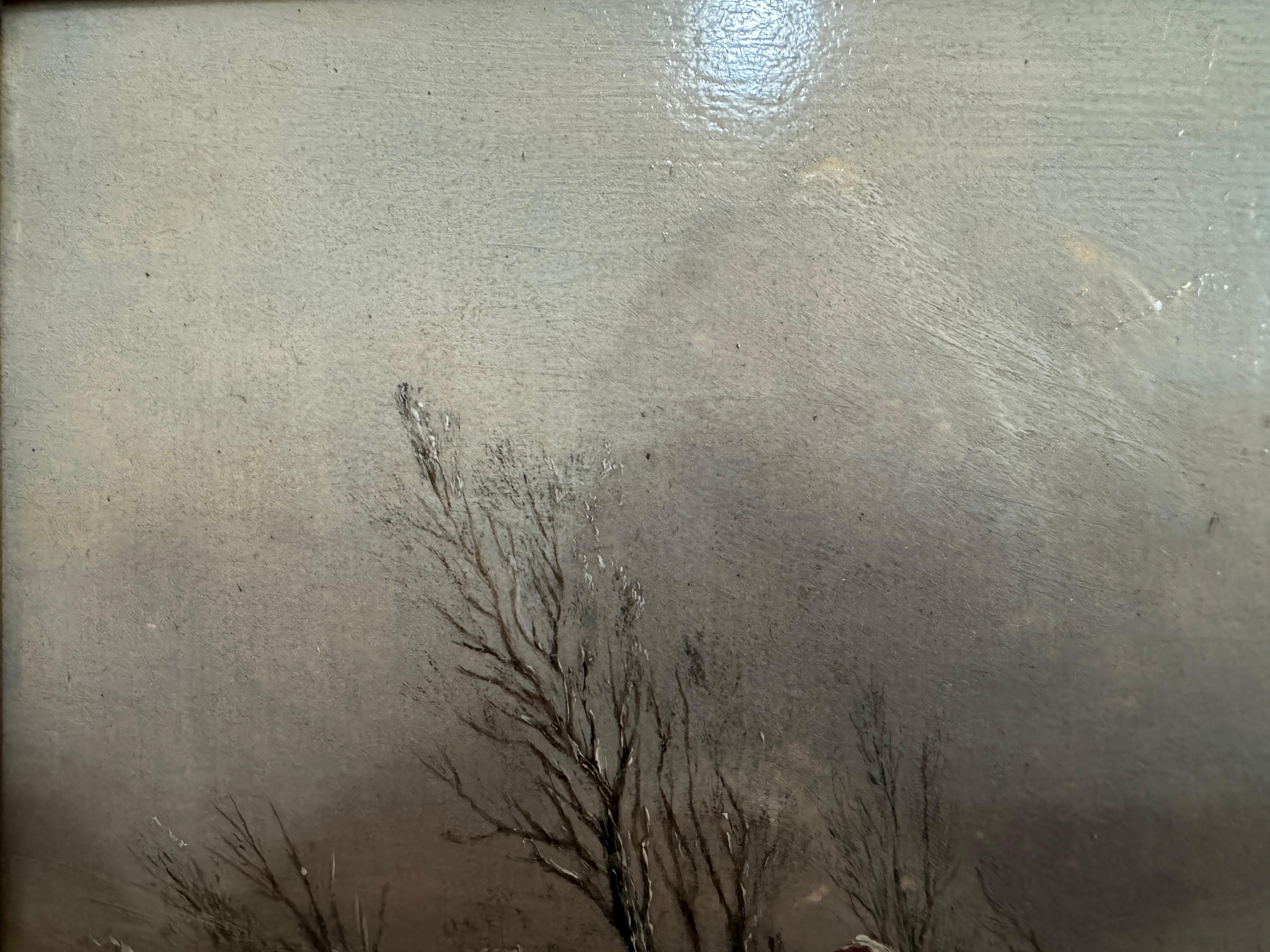 Hand-Painted David Cox  'Snow Scene'  c1840 For Sale