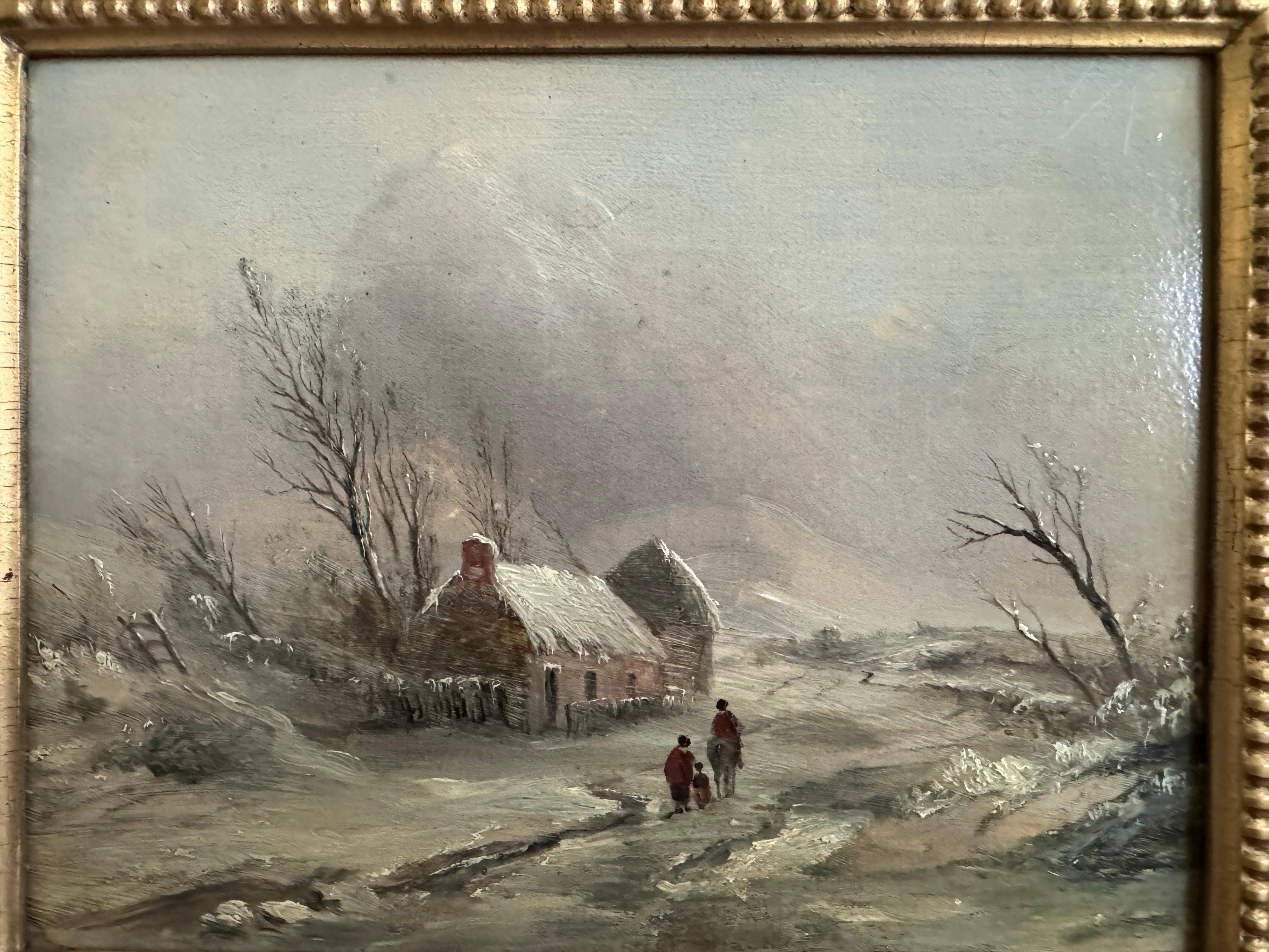 Hand-Painted David Cox  'Snow Scene'  c1840 For Sale