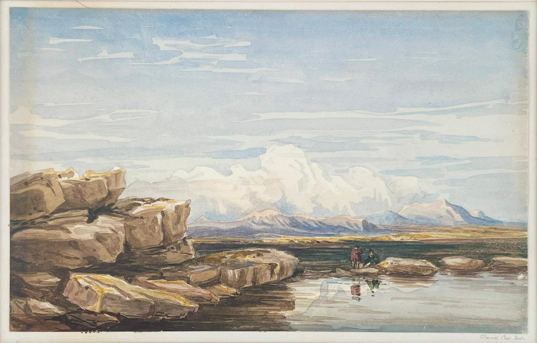 The Moors - England Original Aquarell 19. Jahrhundert – Painting von David Cox the Younger