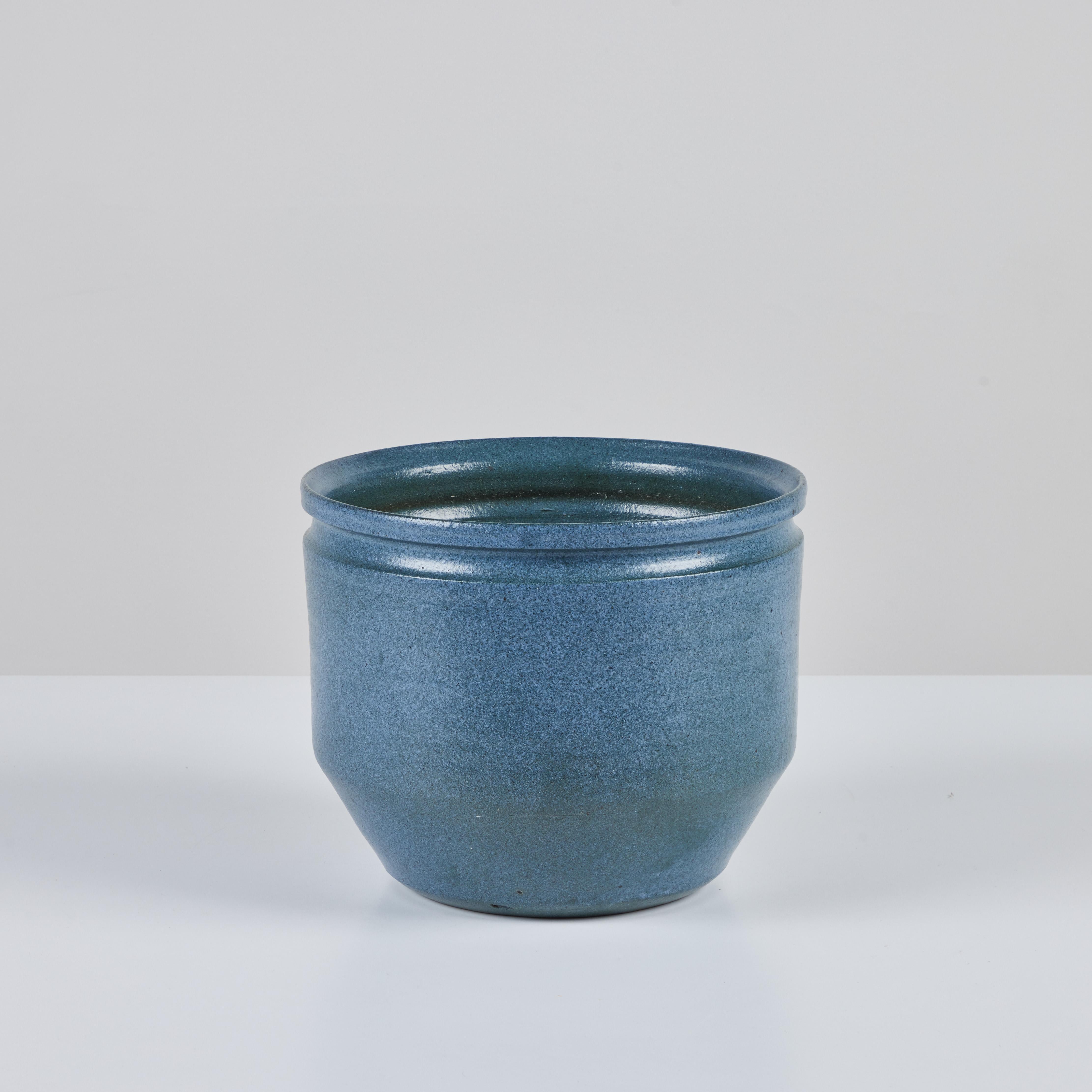 20th Century David Cressey and Robert Maxwell Blue Speckle Glazed Planter for Earthgender For Sale
