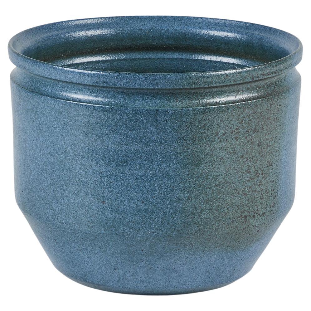 David Cressey and Robert Maxwell Blue Speckle Glazed Planter for Earthgender For Sale