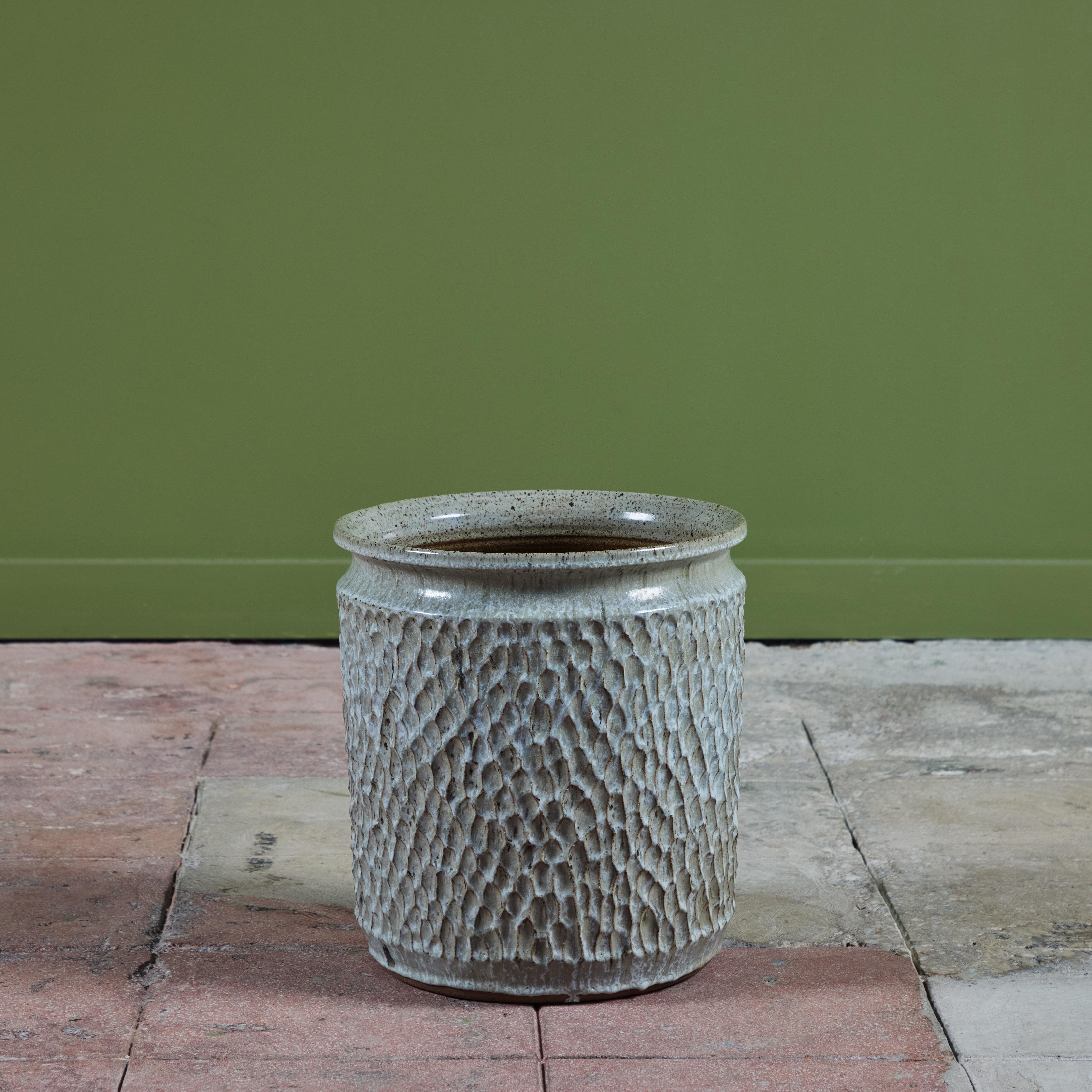 David Cressey and Robert Maxwell Cement Glazed Thumbprint Planter In Good Condition In Los Angeles, CA