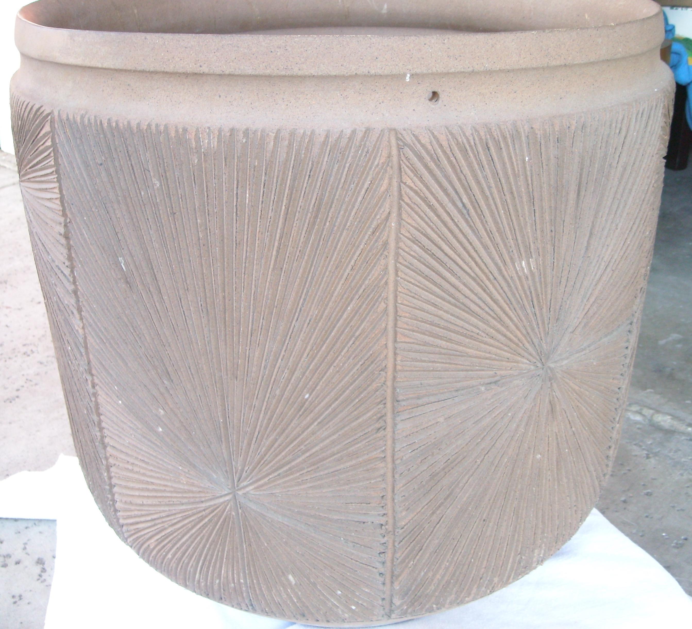 Cast David Cressey and Robert Maxwell Large Planter, Pot, Earthgender Vessel Sunburst