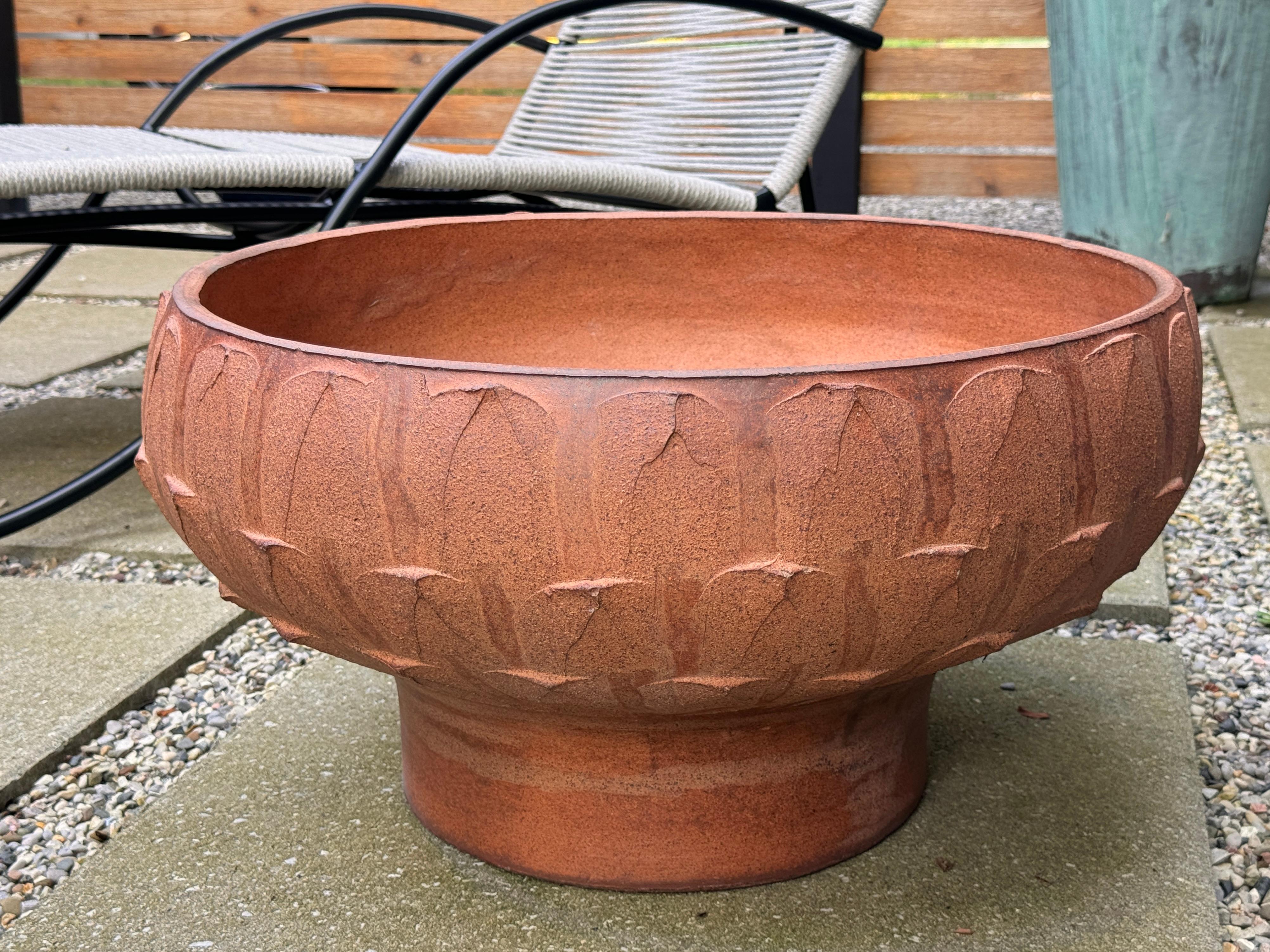 Mid-Century Modern David Cressey Architectural Pottery Pro Artisan Bowl Stoneware Ribbed Planter