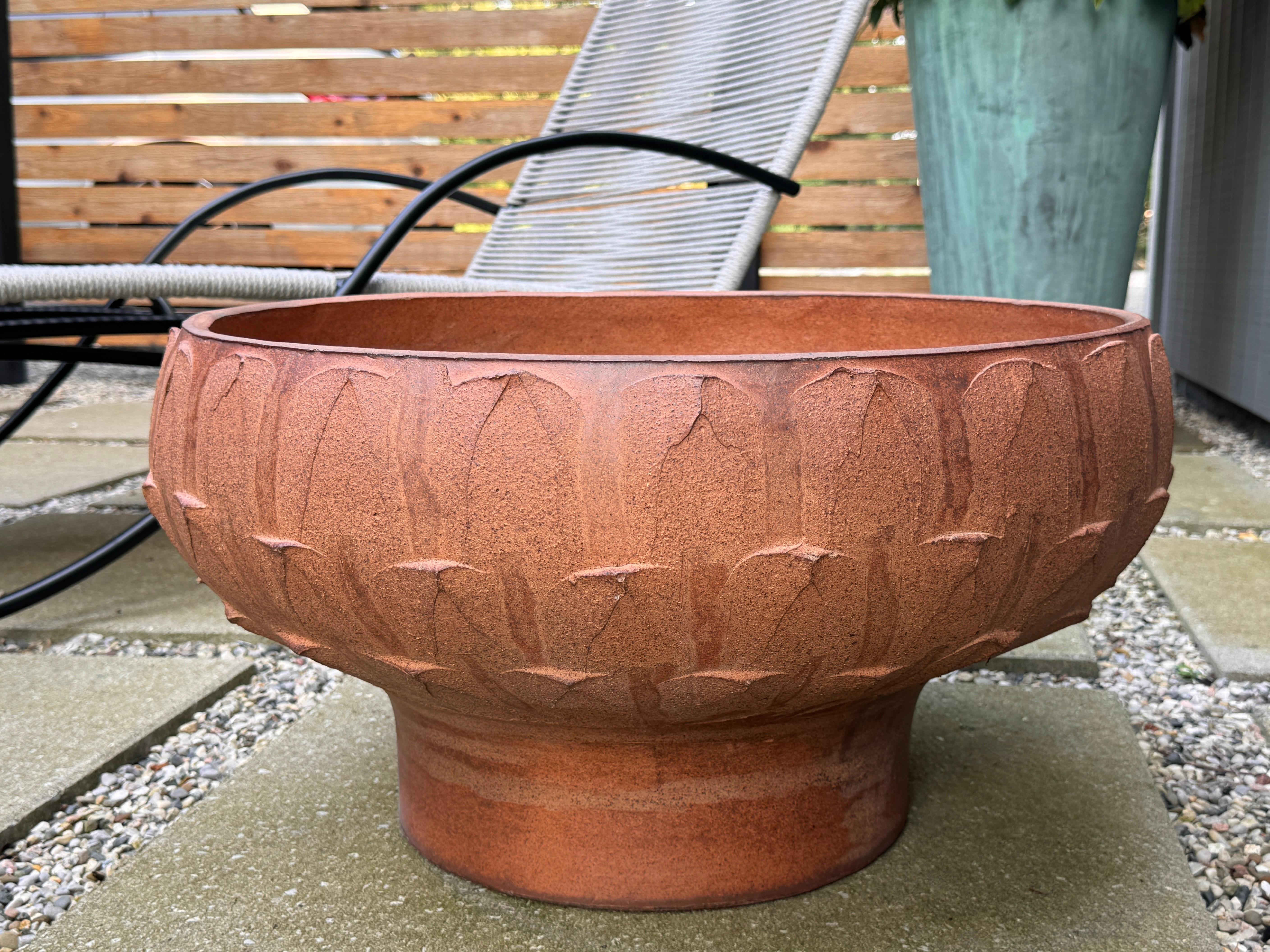 North American David Cressey Architectural Pottery Pro Artisan Bowl Stoneware Ribbed Planter