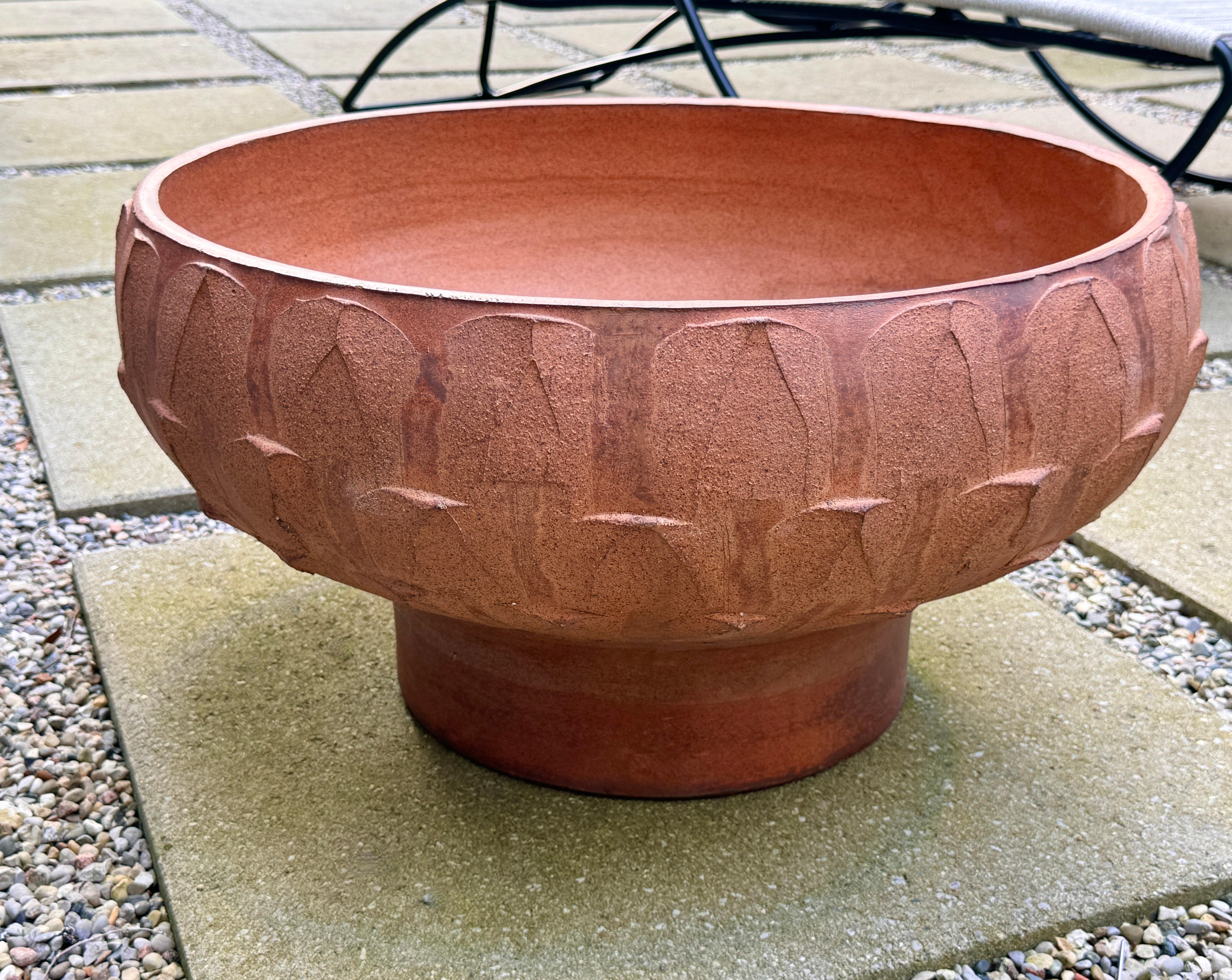 Mid-20th Century David Cressey Architectural Pottery Pro Artisan Bowl Stoneware Ribbed Planter