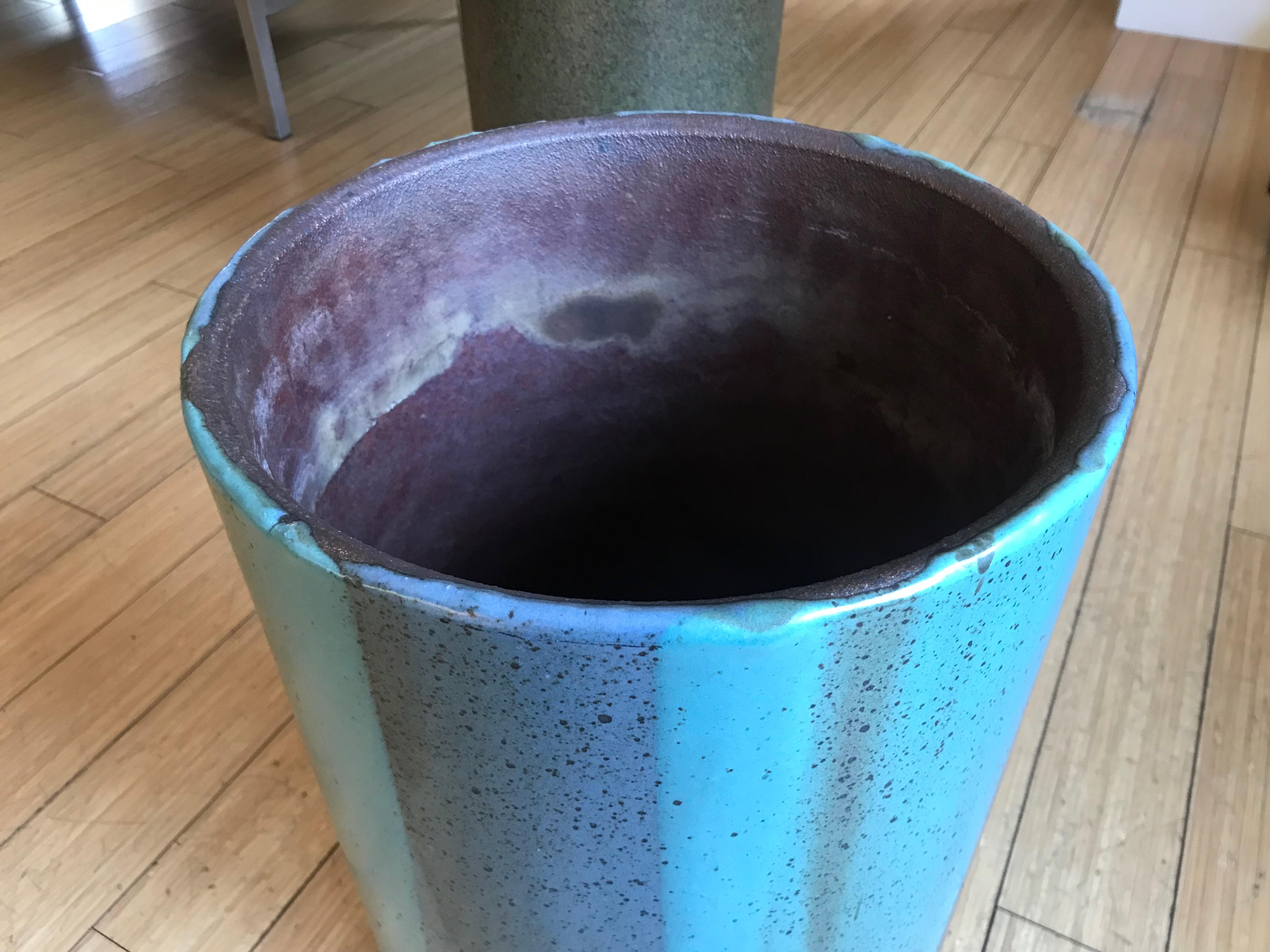 Mid-Century Modern David Cressey Artisan Stoneware 'Flame' Glaze Planter