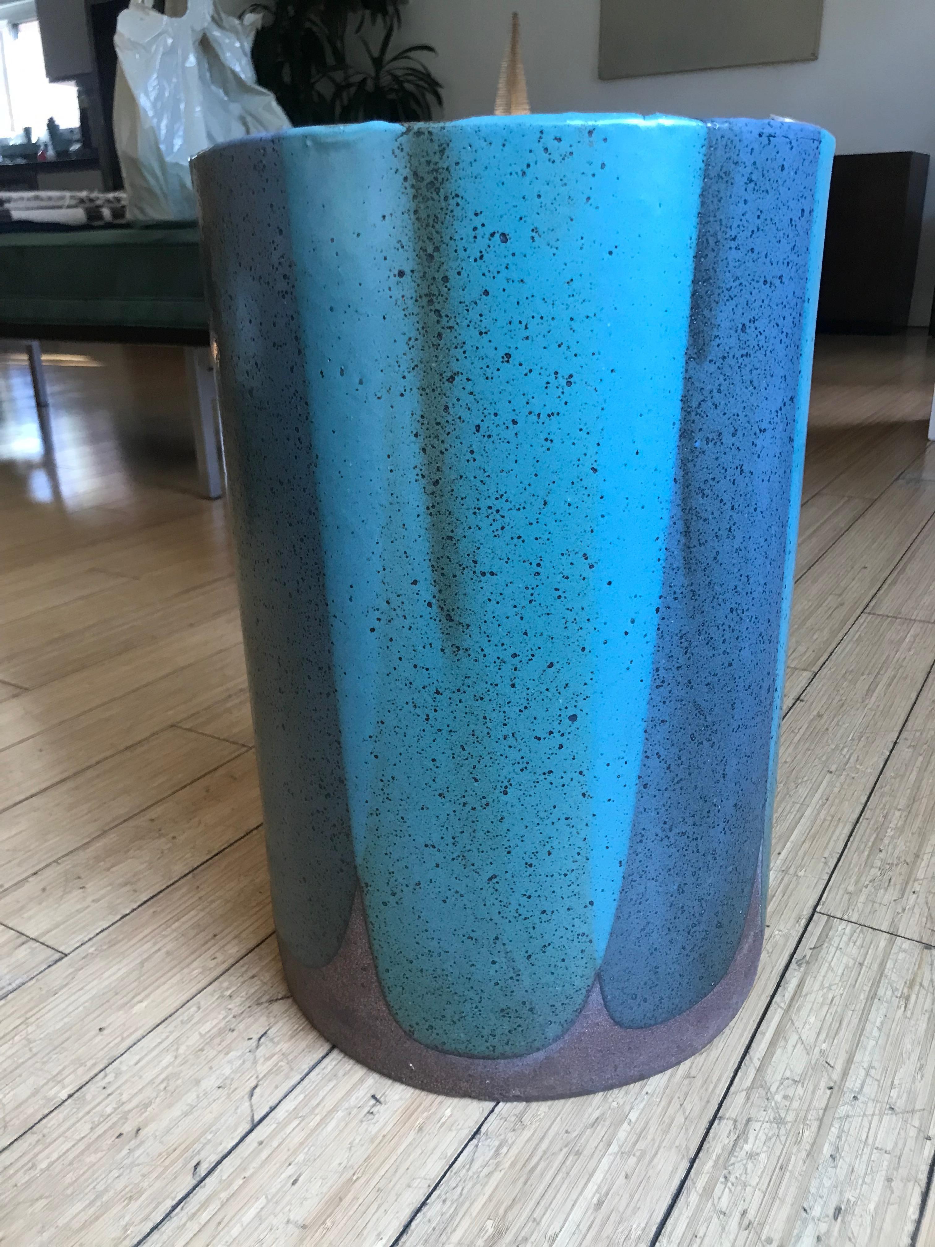 American David Cressey Artisan Stoneware 'Flame' Glaze Planter