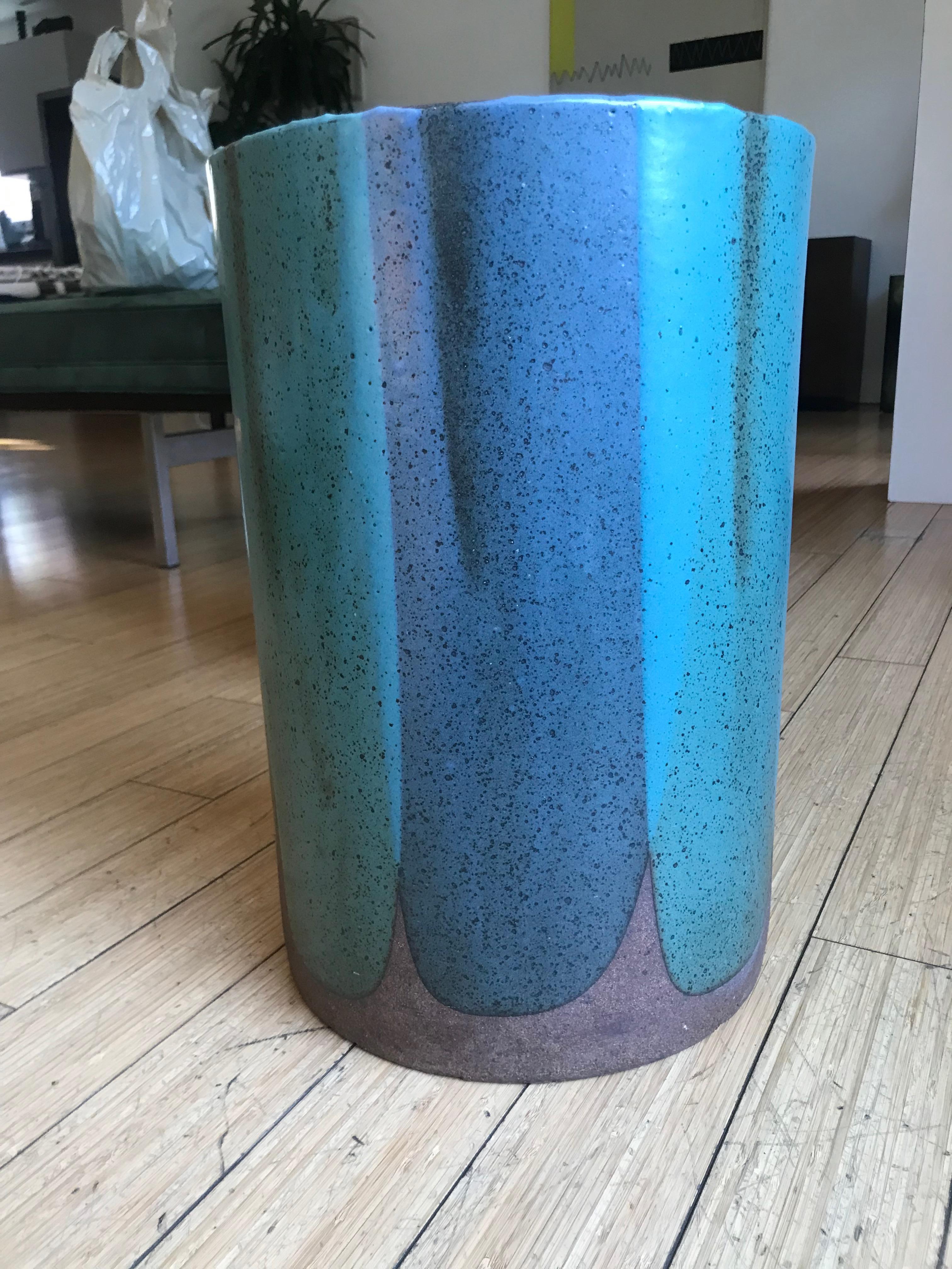 Fired David Cressey Artisan Stoneware 'Flame' Glaze Planter
